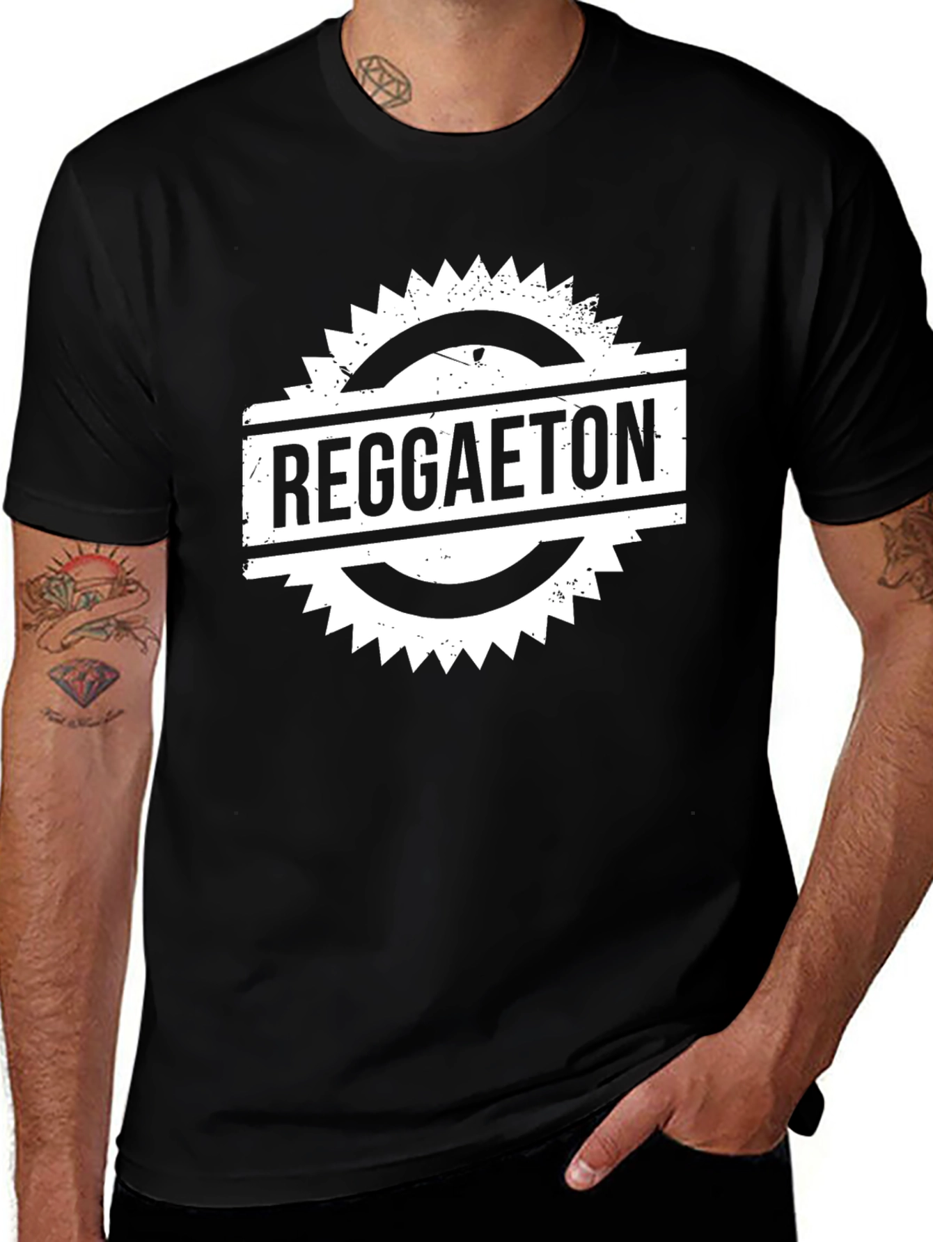 Variant 17 of Reggaeton Graphic Print Black T-Shirt