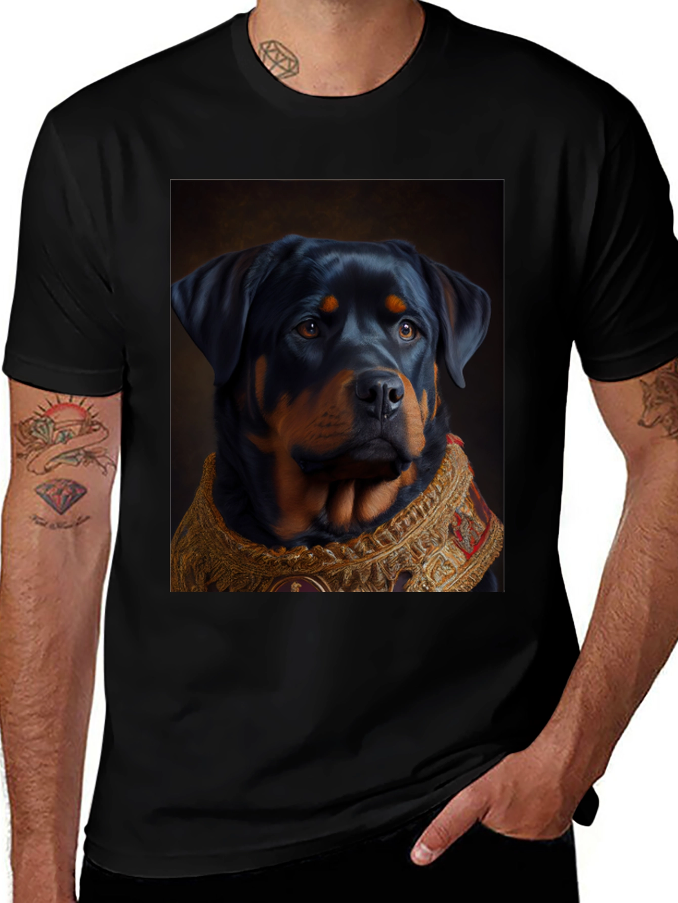 Regal Rottweiler Graphic Tee - Unique Dog Lover Gift