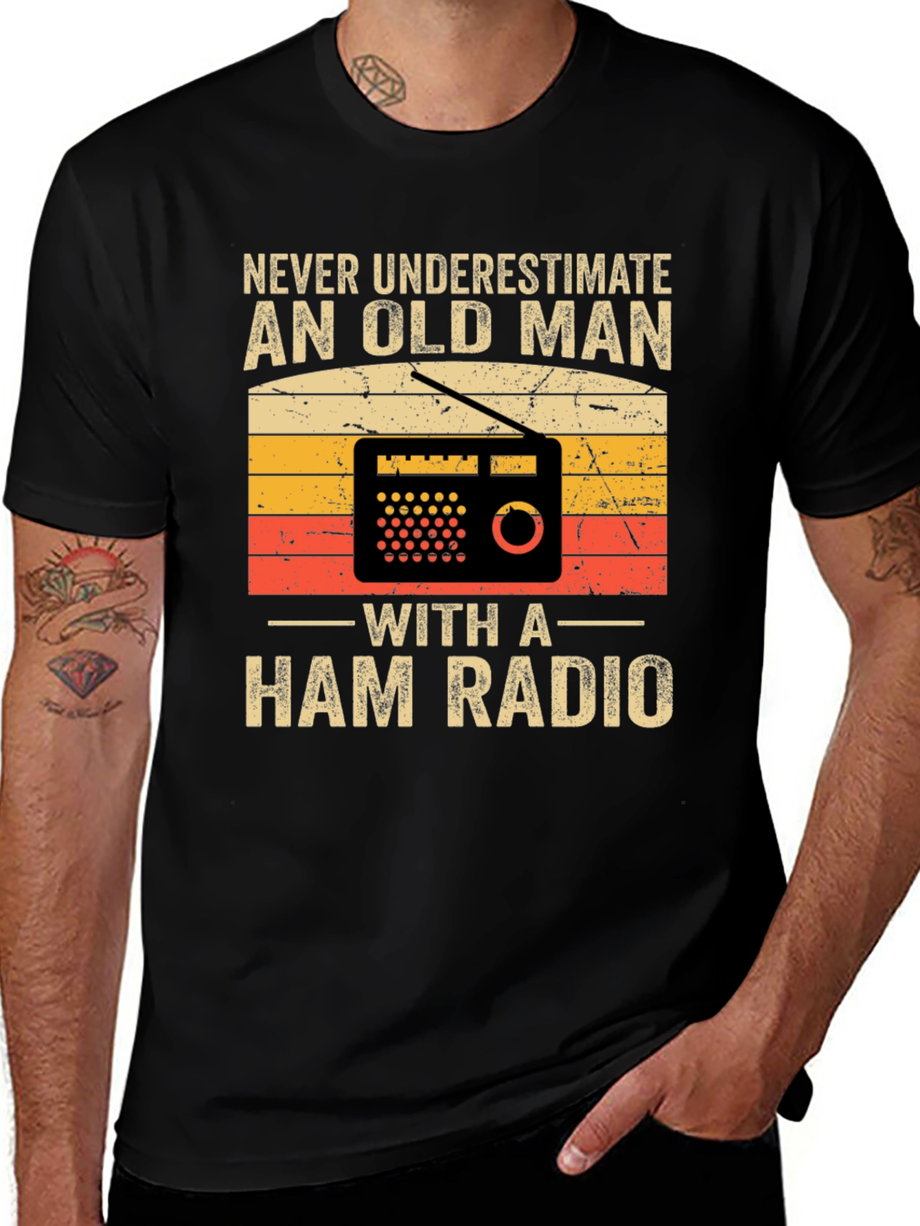 Variant 21 of Vintage Ham Radio Old Man T-Shirt