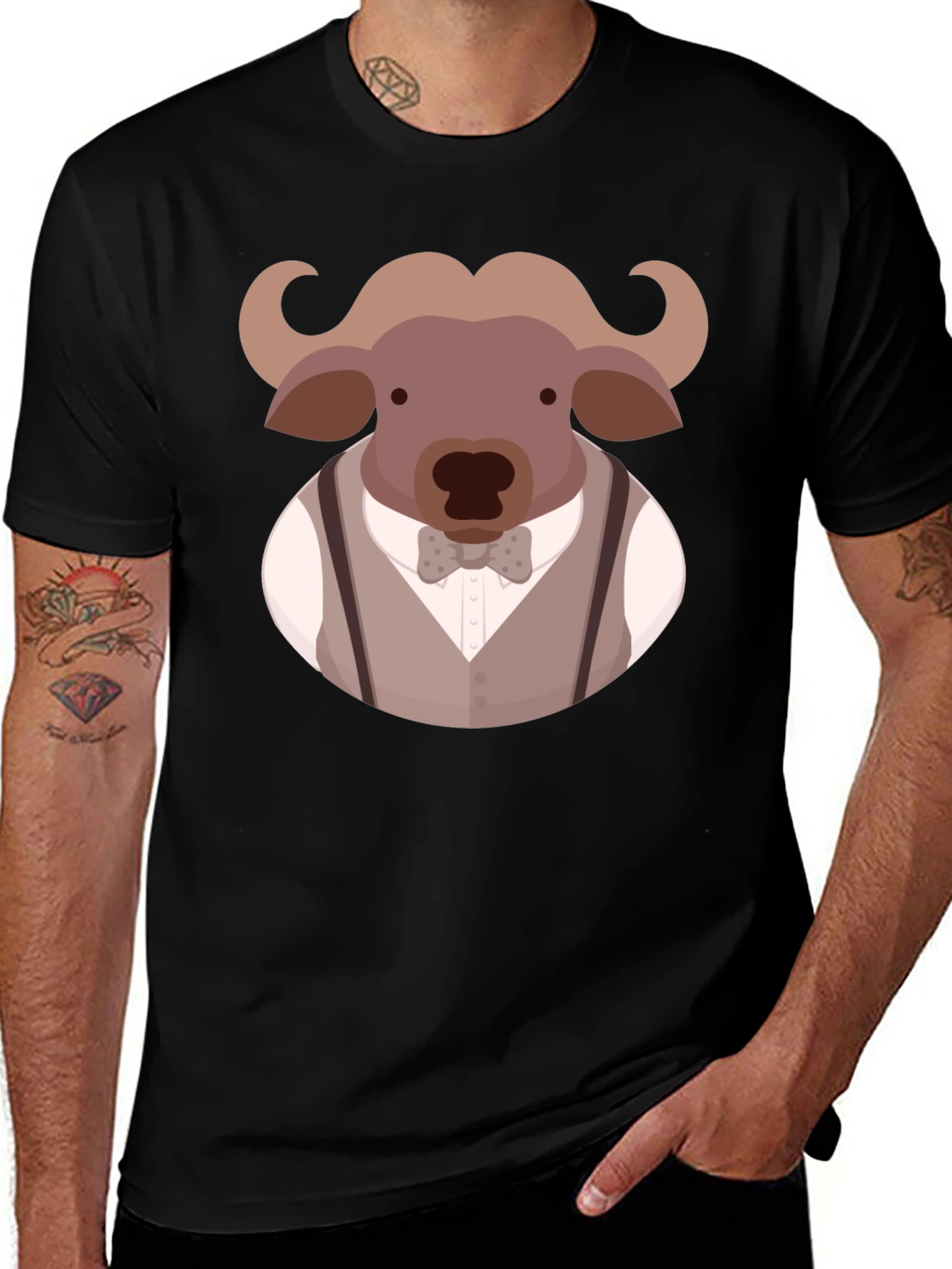 Variant 19 of Buffalo Gentleman Graphic Tee - Black Cotton Blend