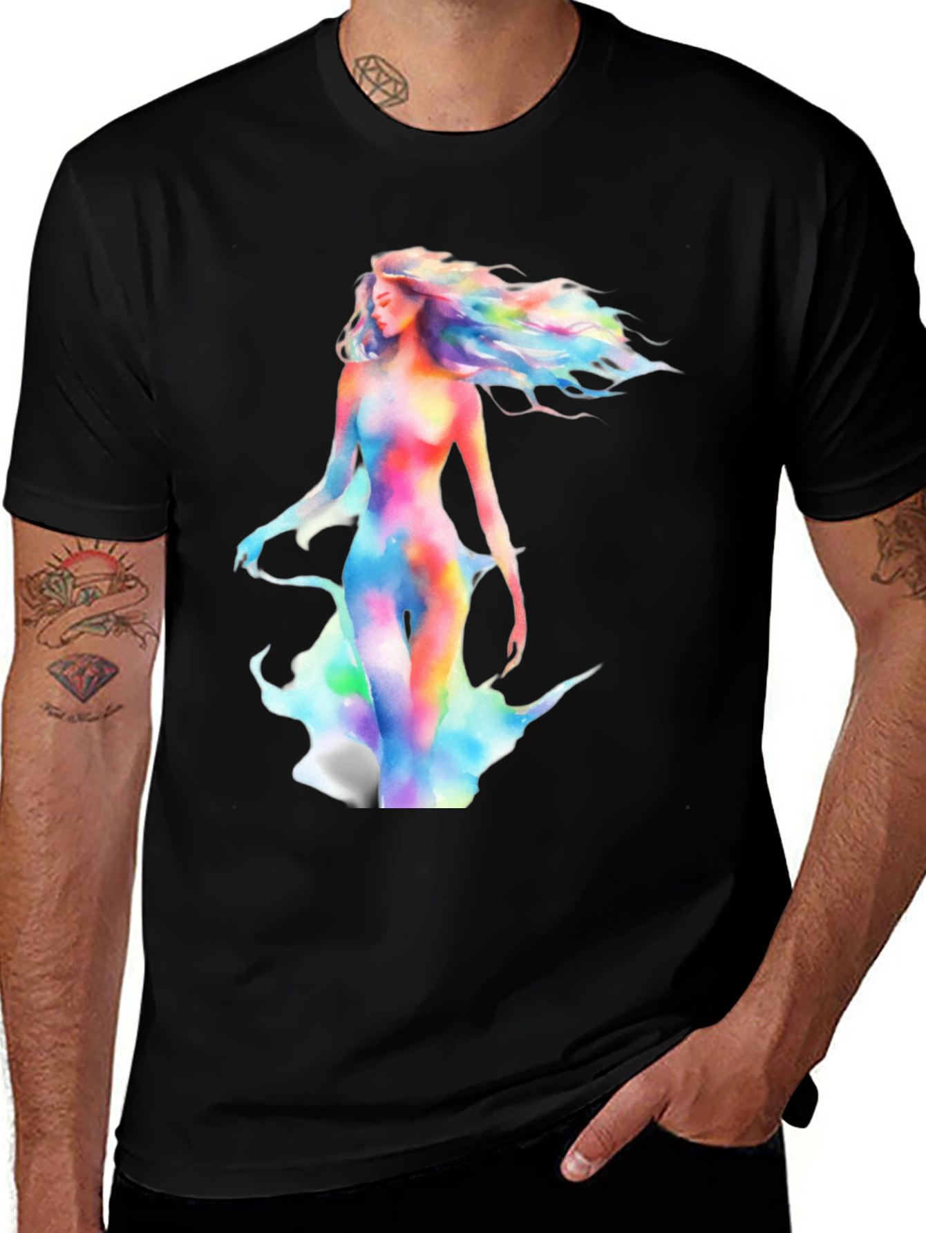 Variant 6 of Rainbow Watercolor Woman Graphic Tee