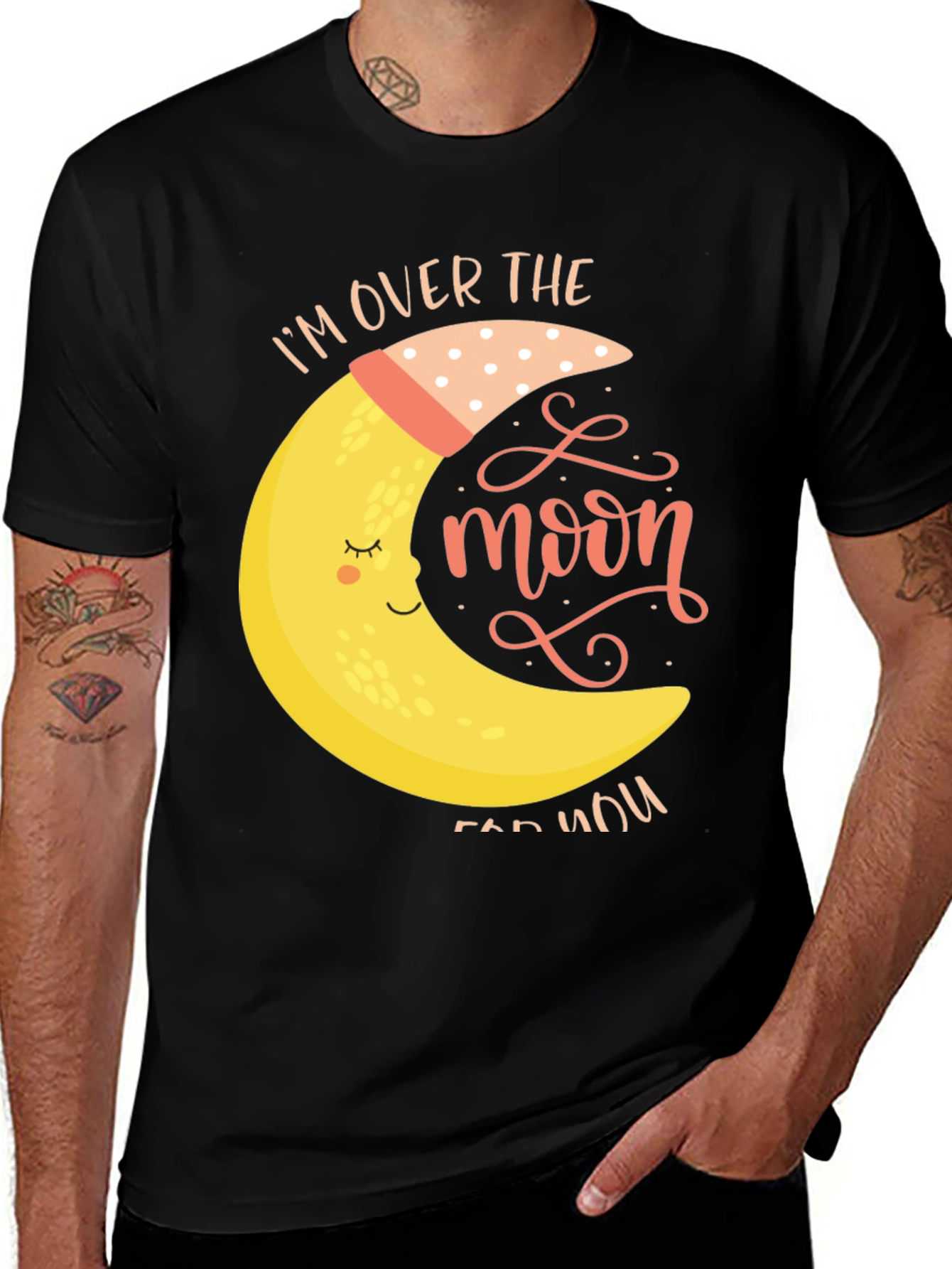 Variant 24 of Over the Moon Graphic Tee - Black Cotton T-Shirt