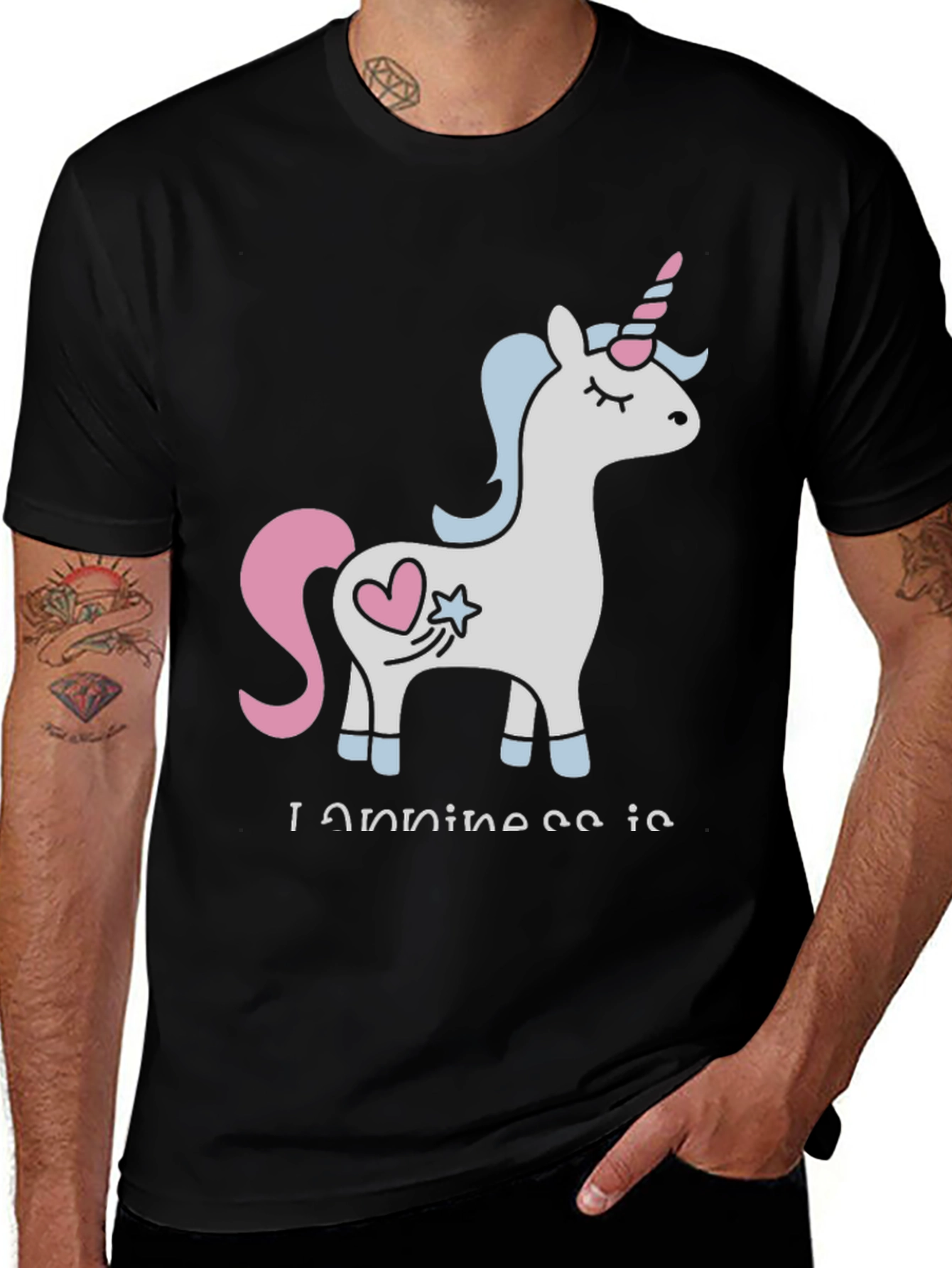Variant 30 of Unicorn Graphic Tee - Black Cotton Shirt