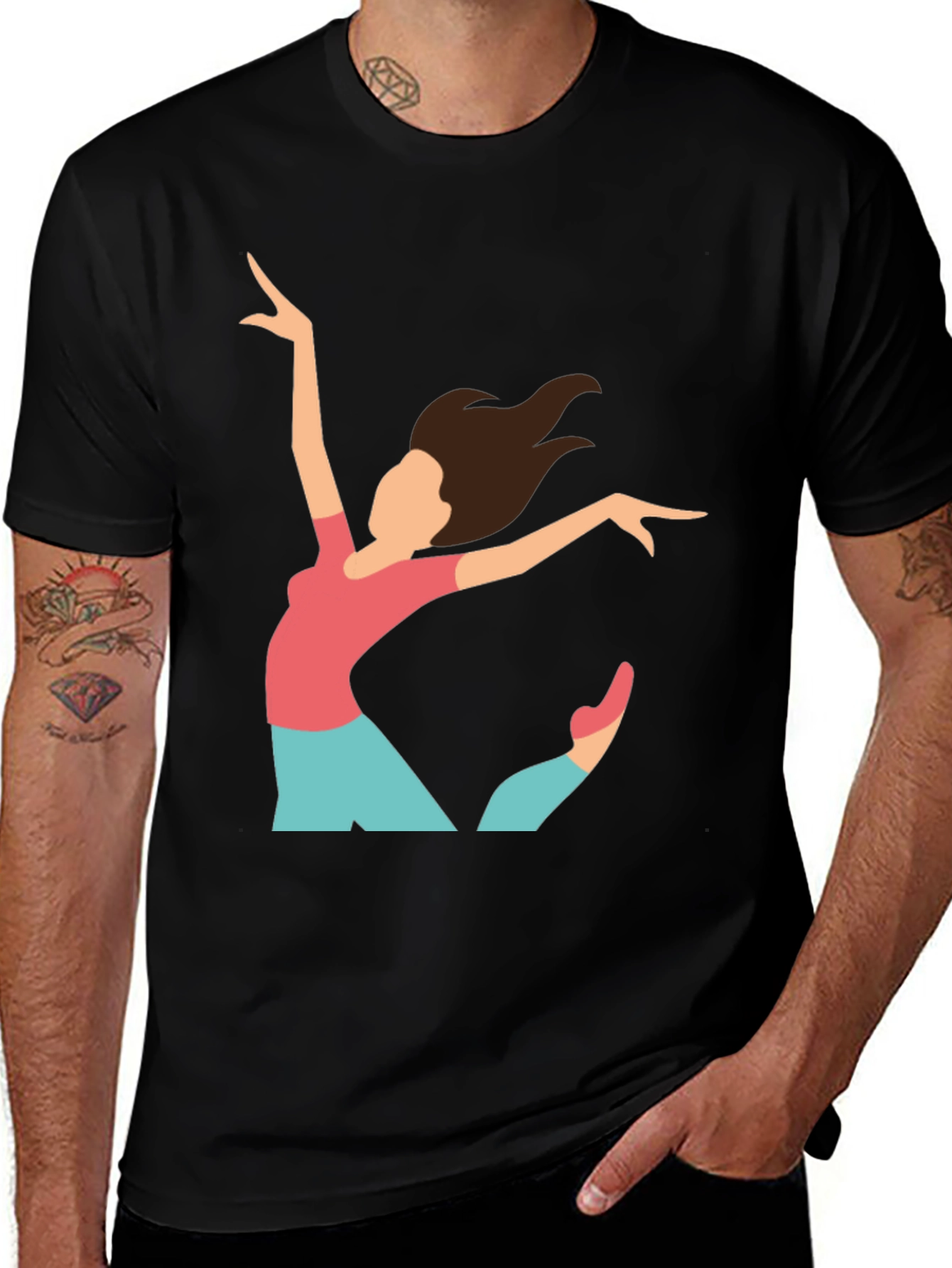 Variant 27 of Black T-Shirt with Ballerina Print