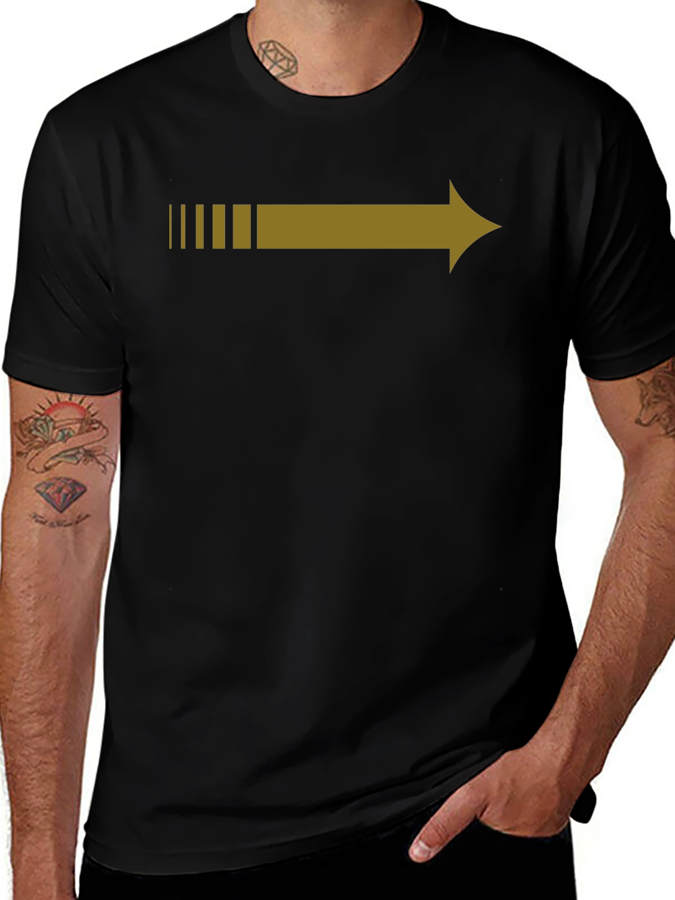 Variant 3 of Arrow Graphic Print Tee - Casual Black T-Shirt