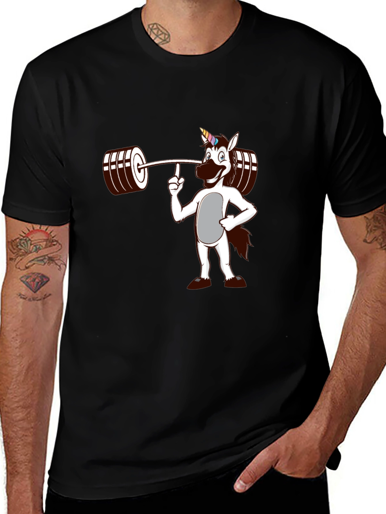 Variant 4 of Unicorn Lifting Weights Graphic T-Shirt