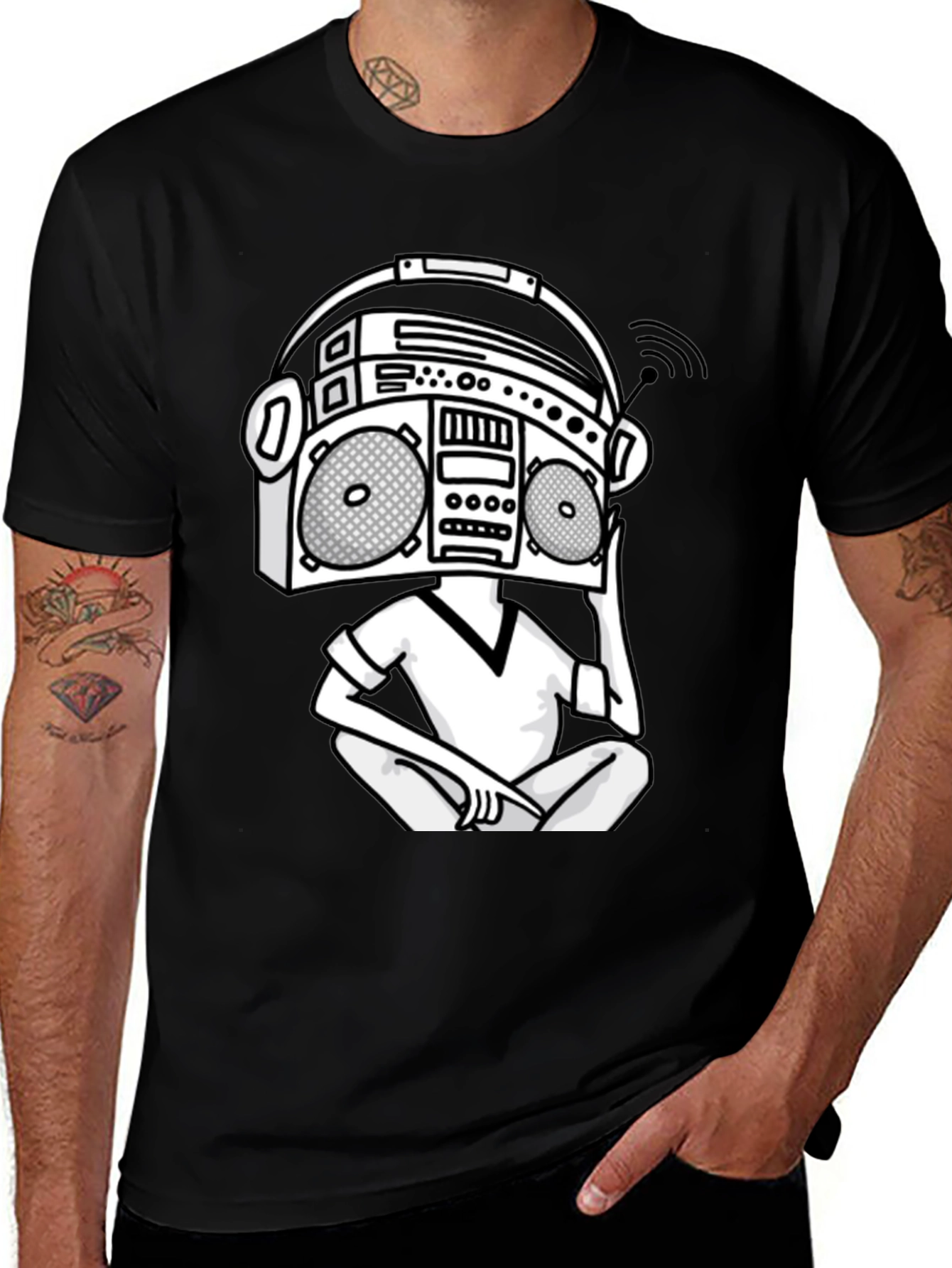 Variant 29 of Retro Boombox Head T-Shirt - Classic Hip Hop Style