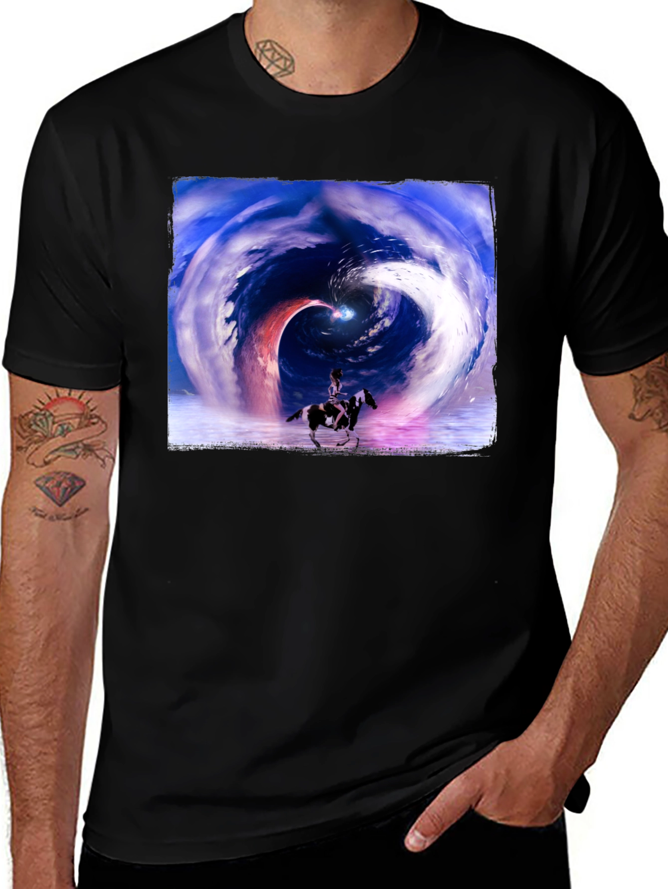 Variant 5 of Cosmic Horse T-Shirt - Black Graphic Tee