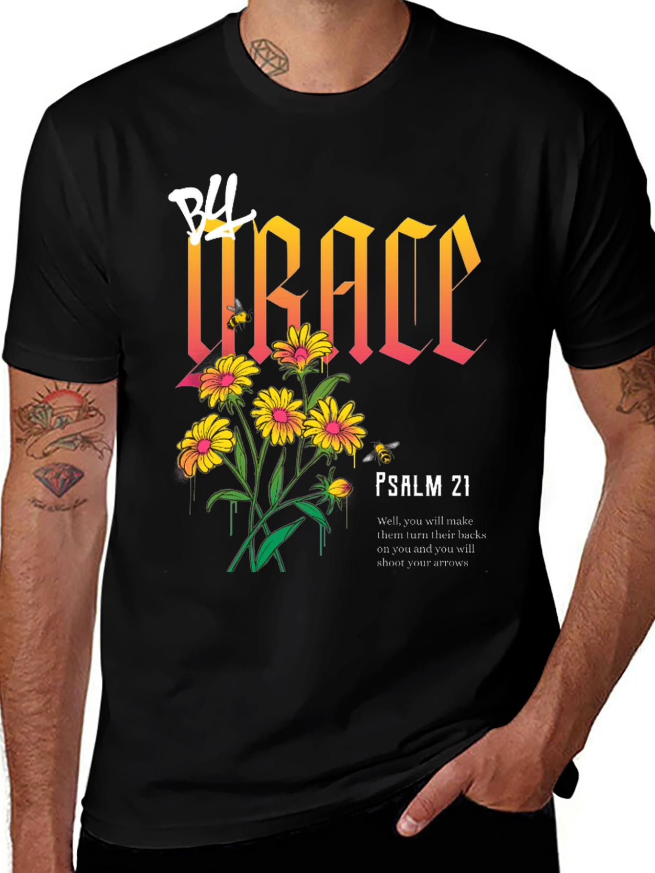 Black Grace Floral Graphic Print T-Shirt main image