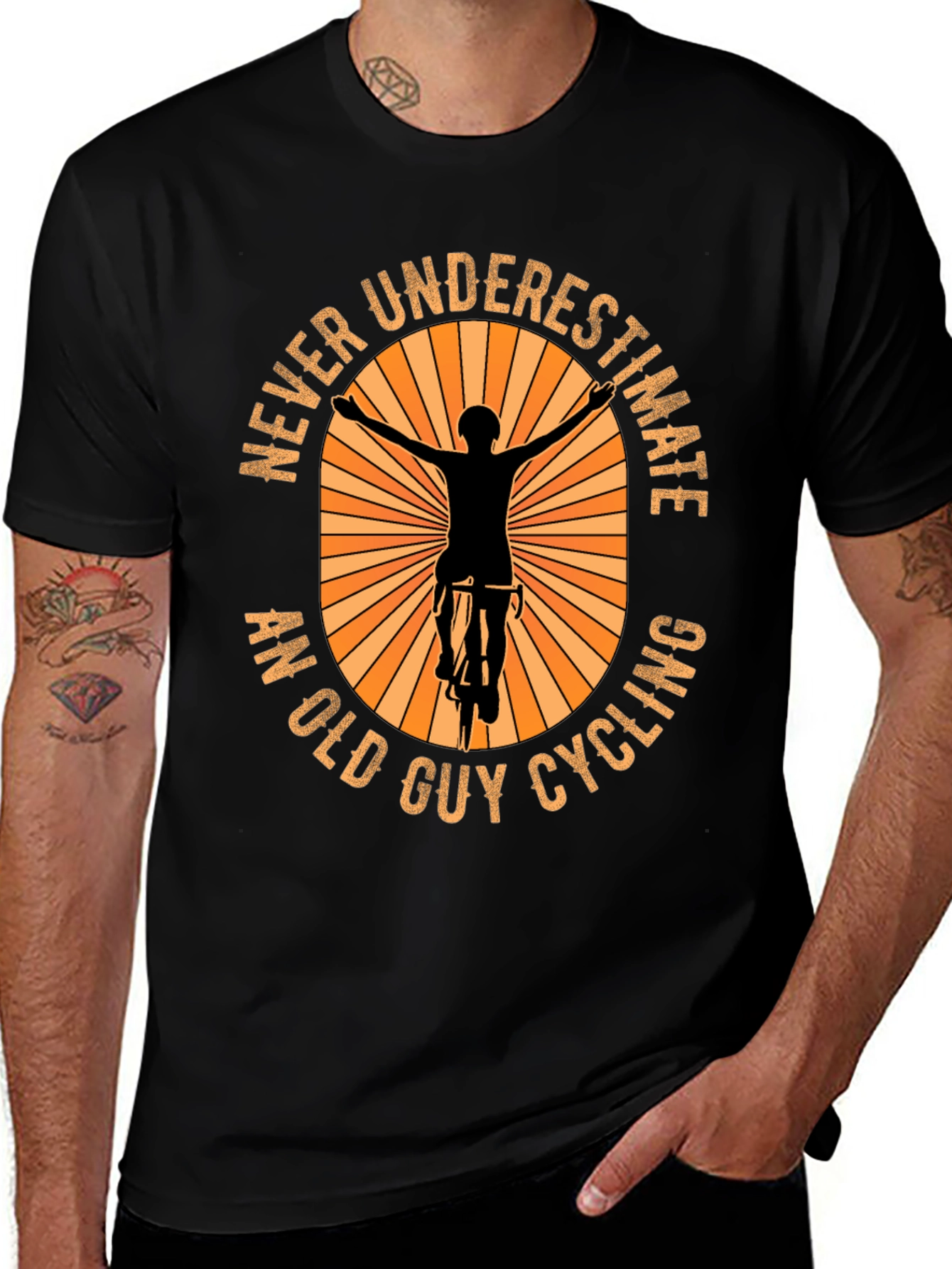 Variant 16 of Never Underestimate An Old Guy Cycling T-Shirt
