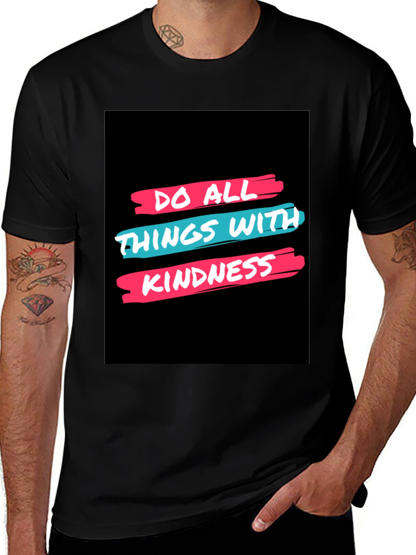 Variant 7 of Kindness Graphic Tee - Black Cotton Comfort Fit Shirt
