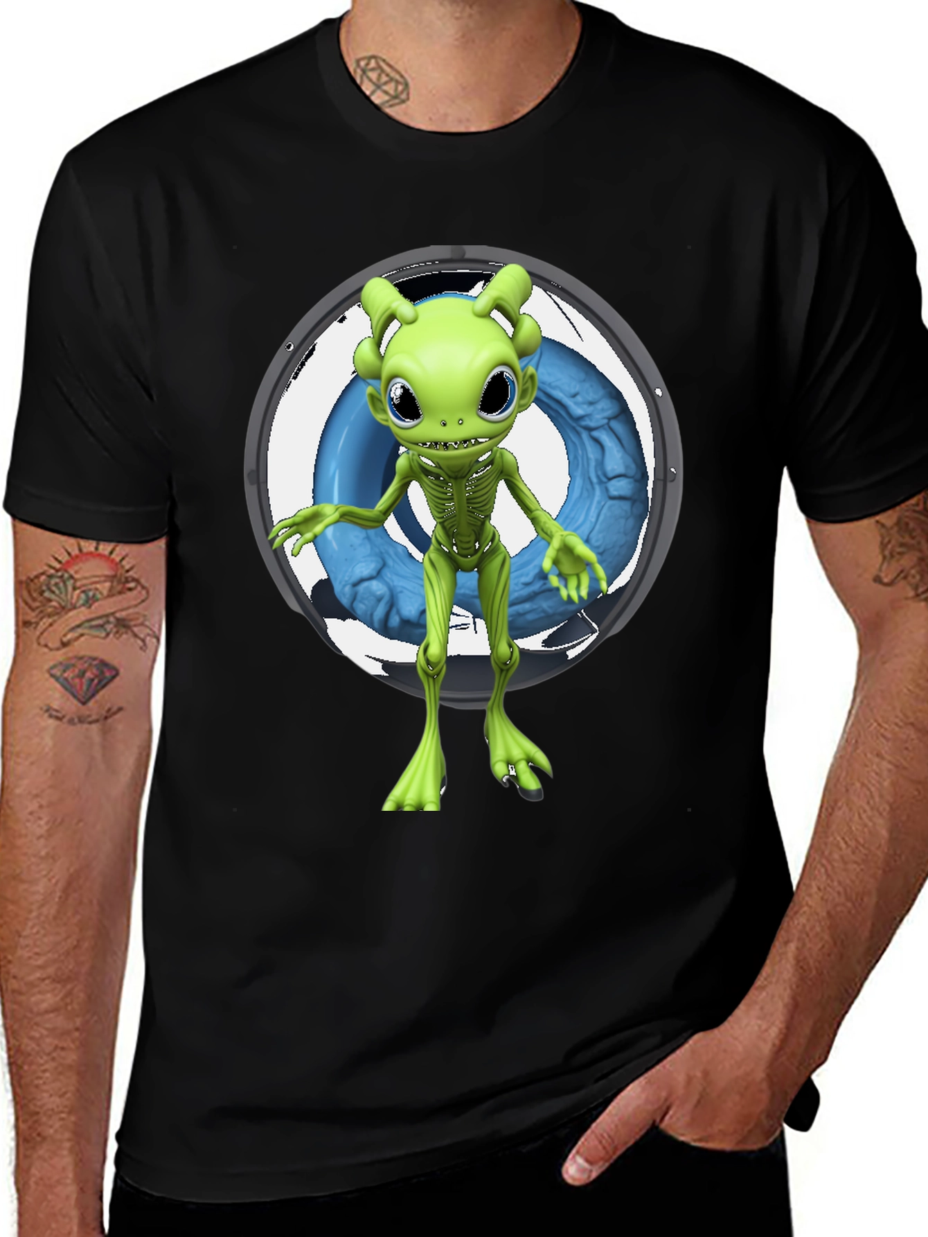 Variant 21 of Alien Graphic Tee - Unique Cartoon Design