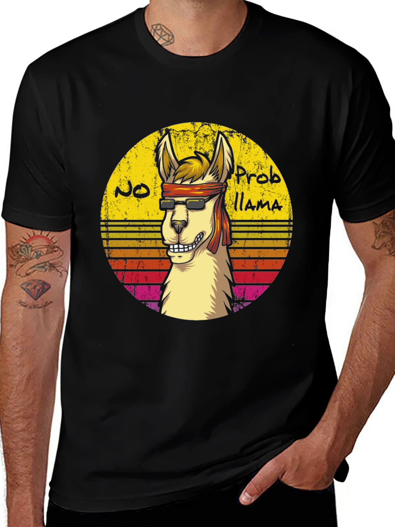Variant 20 of Cool Llama Graphic Tee - No Probllama Funny T-Shirt