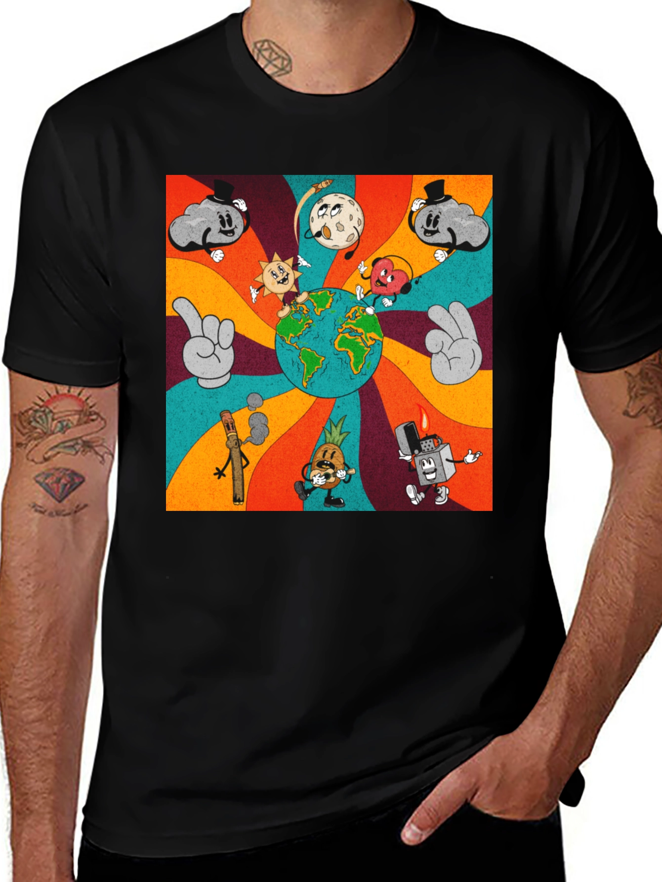 Variant 26 of Groovy Cartoon Earth Graphic Tee
