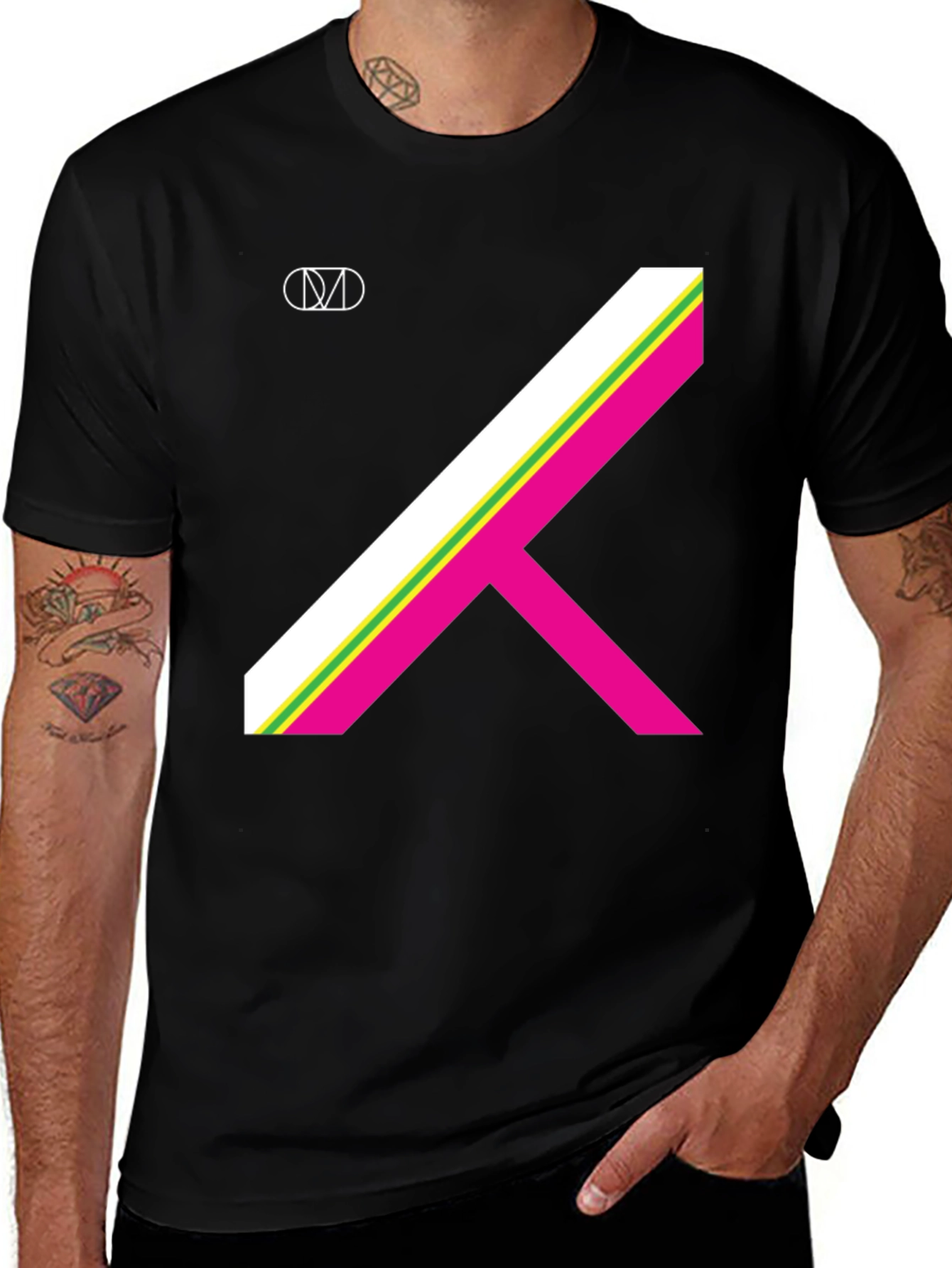Variant 10 of Geometric Stripe Graphic Tee - Black T-Shirt