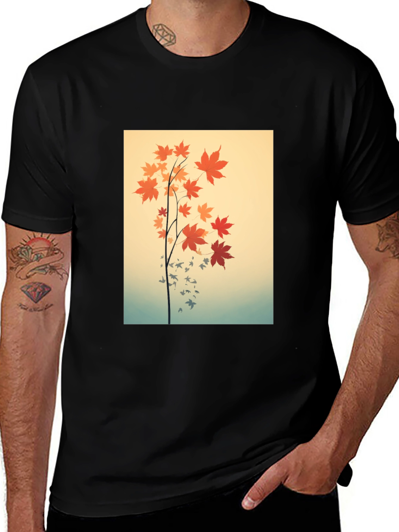 Variant 10 of Autumn Leaves Graphic Black Tee