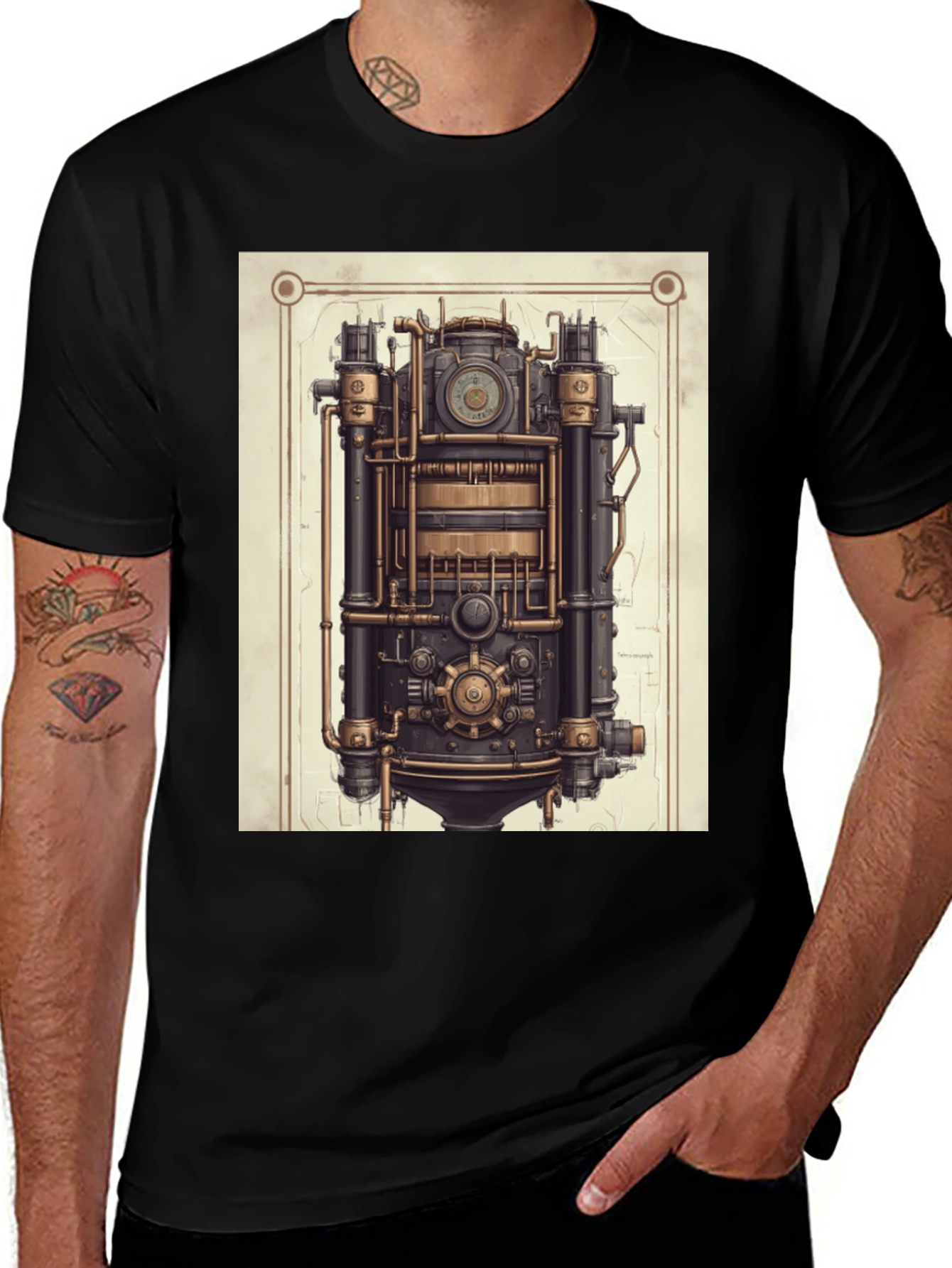 Variant 14 of Steampunk Engine Graphic T-Shirt