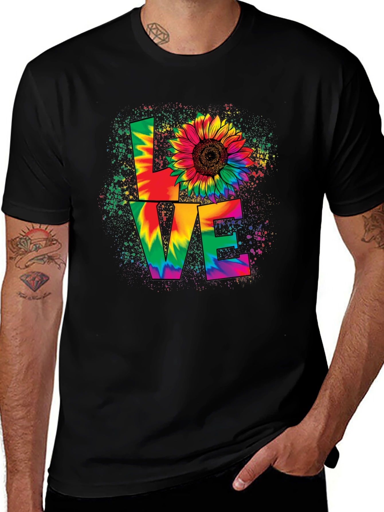Variant 14 of Tie-Dye Love Sunflower Graphic T-Shirt