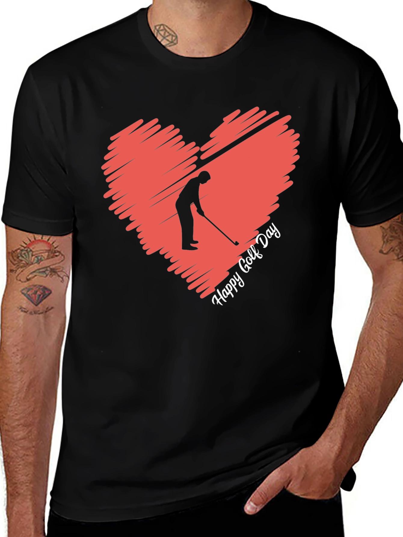 Variant 4 of Happy Golf Day Heart Graphic Tee