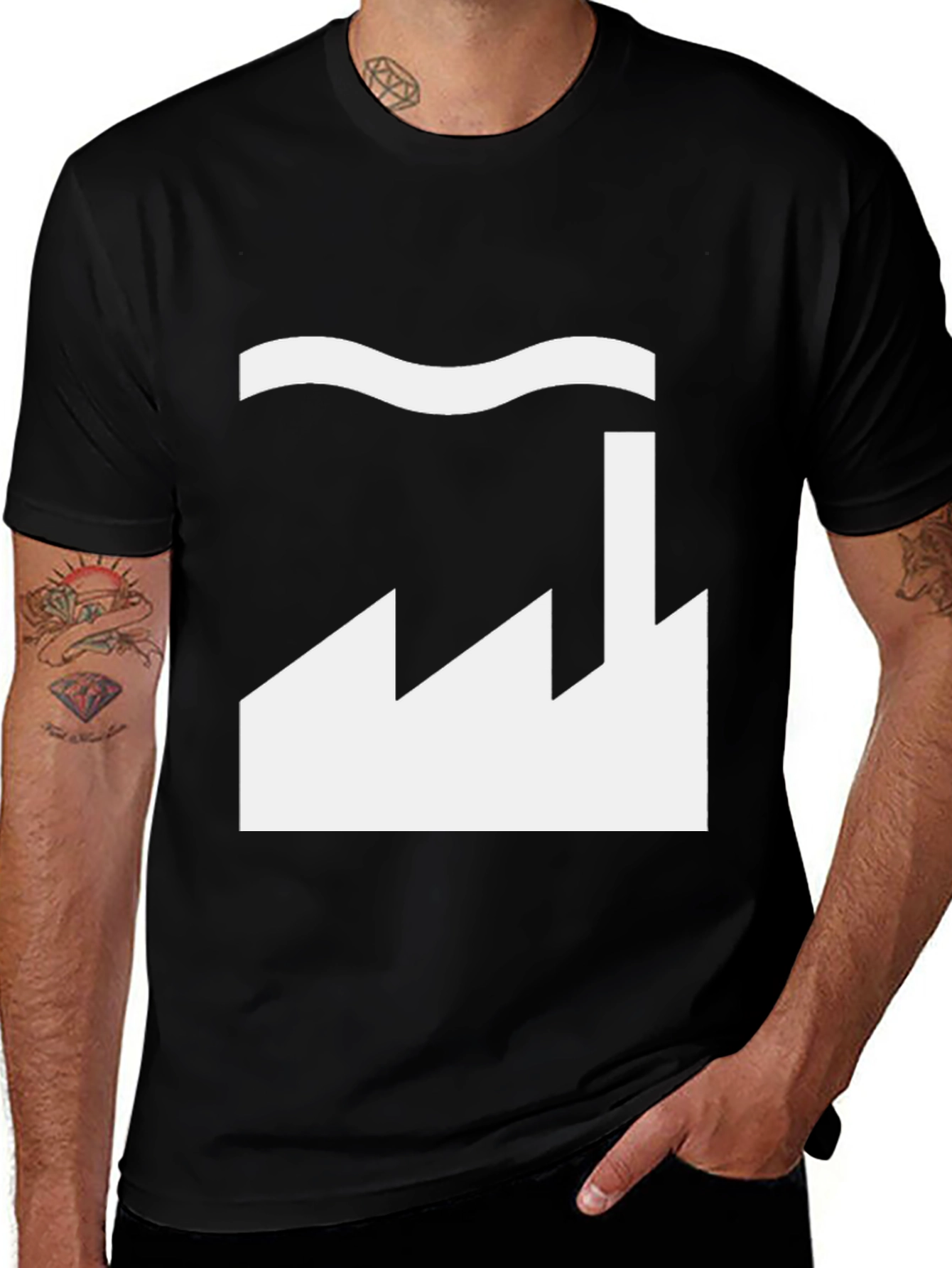 Variant 28 of Factory Graphic Tee - Classic Black Cotton T-Shirt