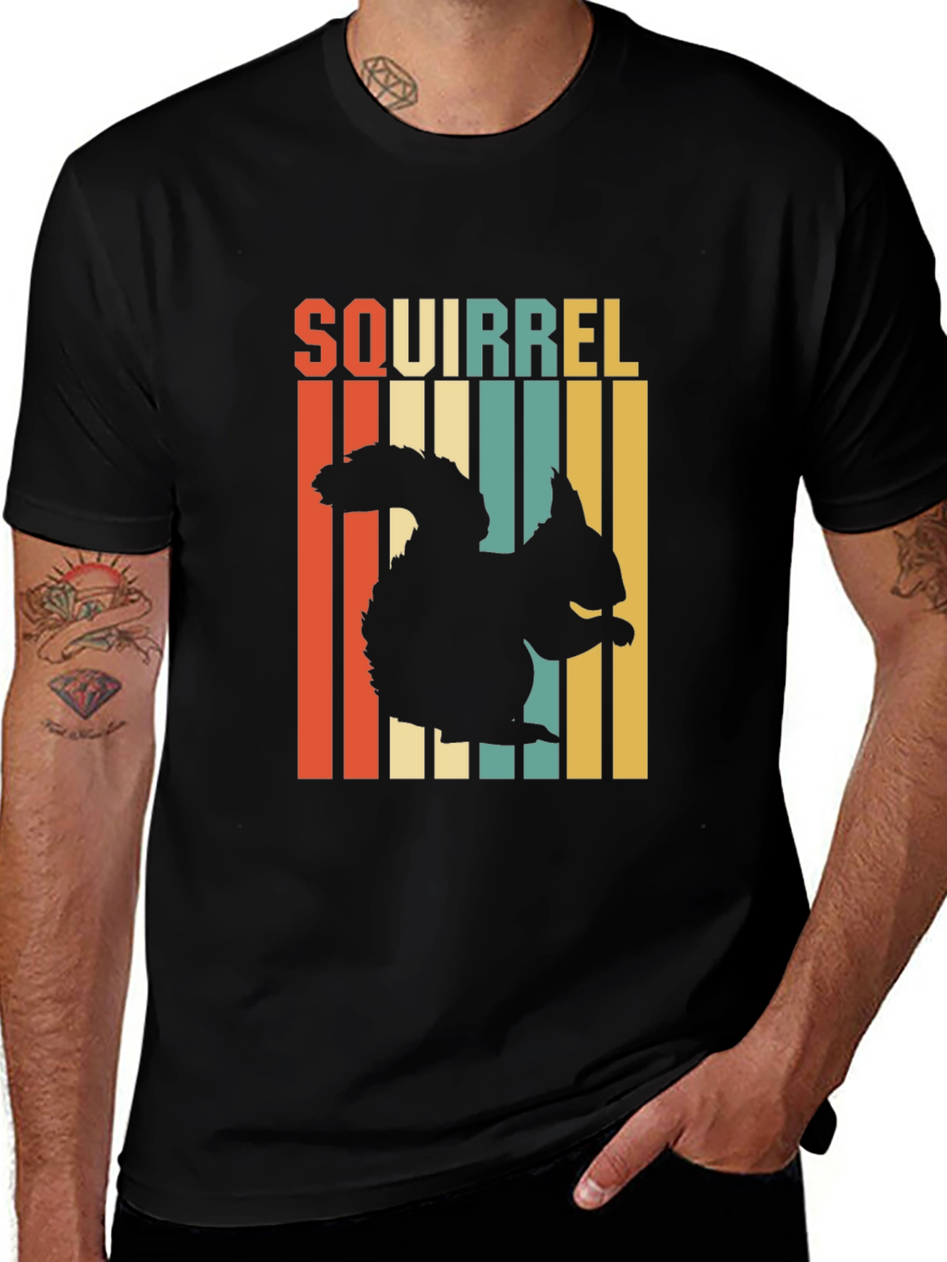 Variant 12 of Retro Squirrel Graphic Tee - Black