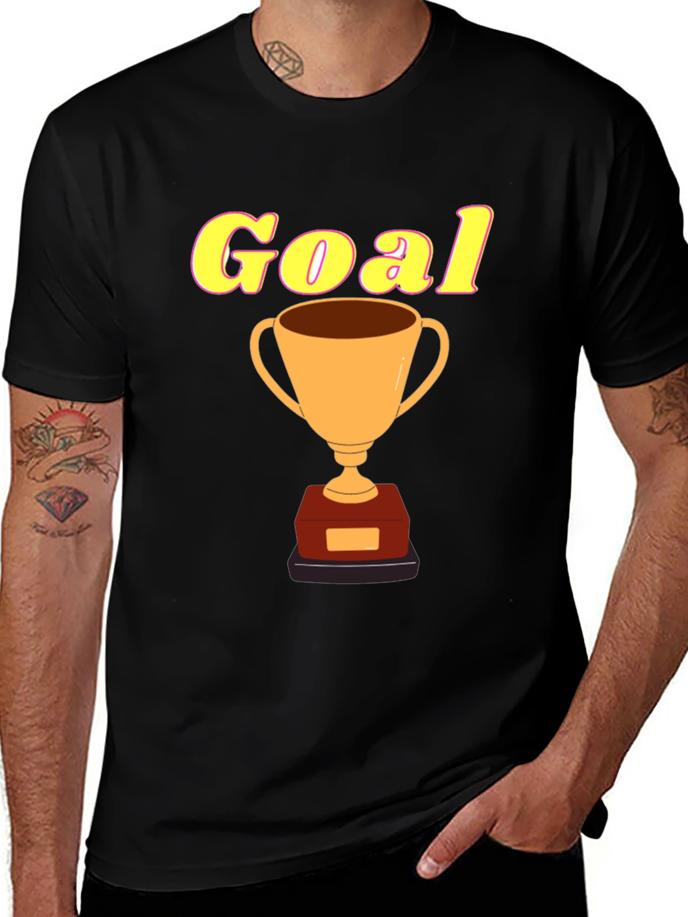 Variant 15 of Goal Trophy Graphic Tee - Men's Black T-Shirt