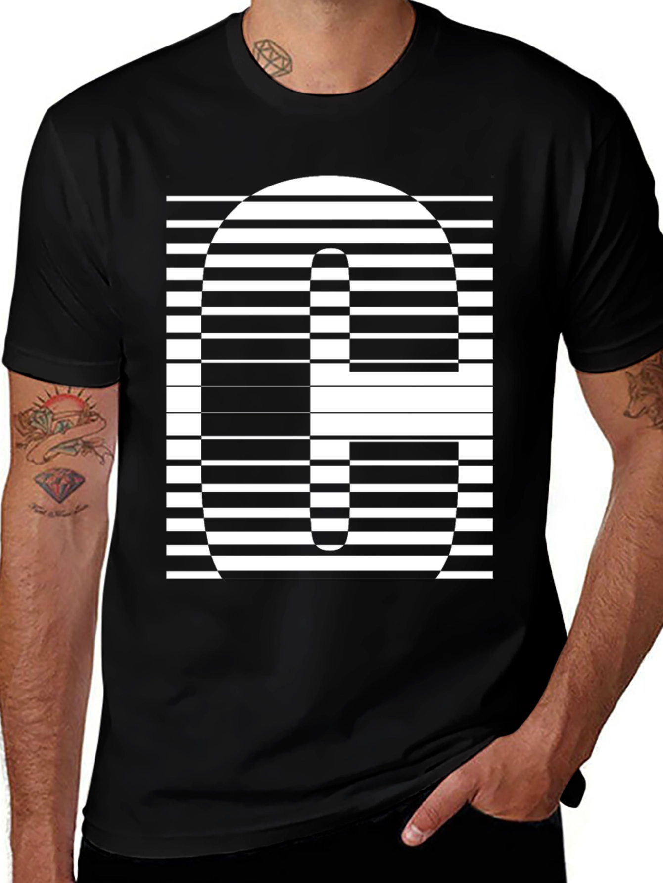 Variant 22 of Optical Illusion Black Graphic Tee