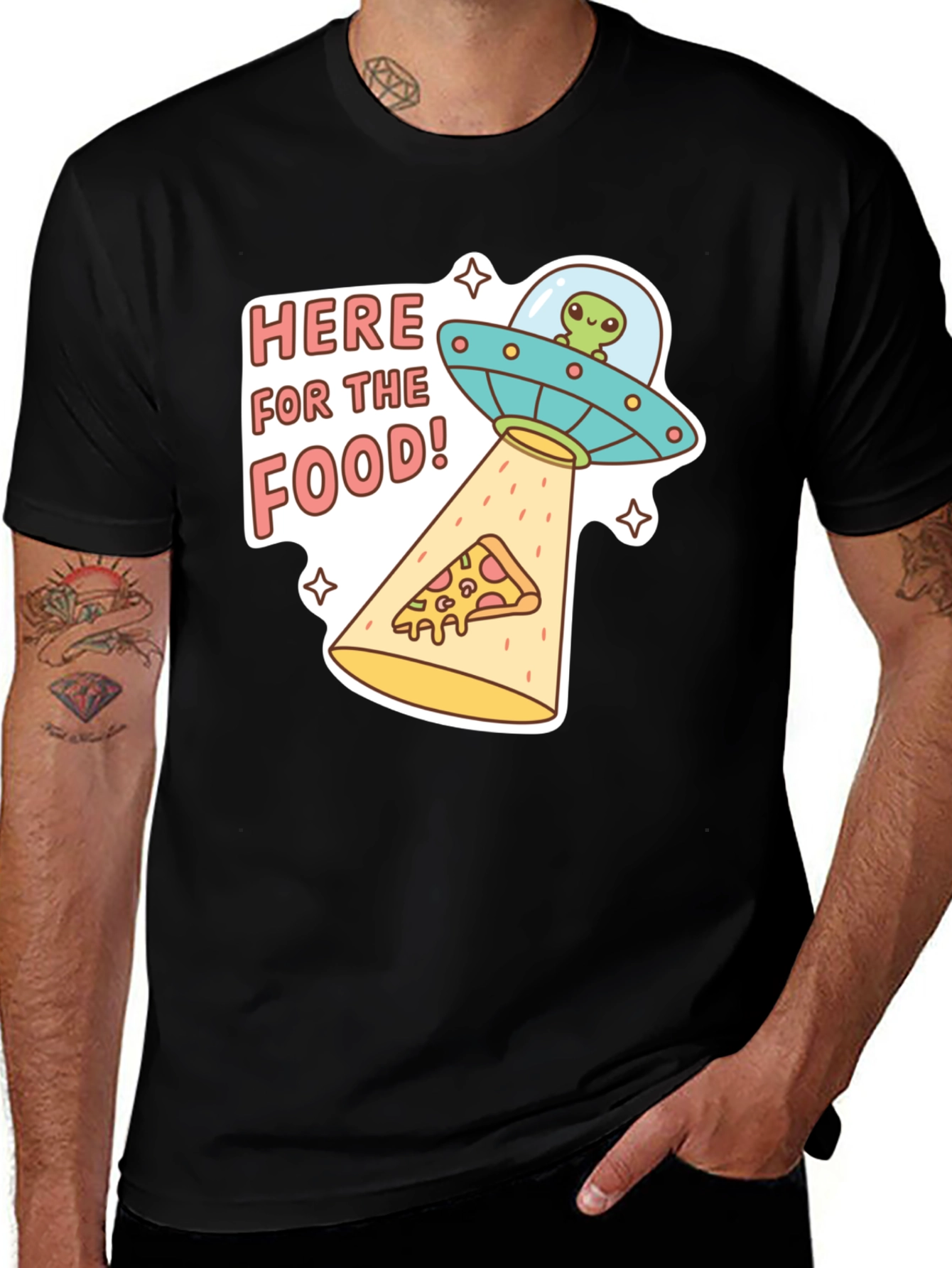 Variant 5 of Here for the Food Alien Pizza T-Shirt