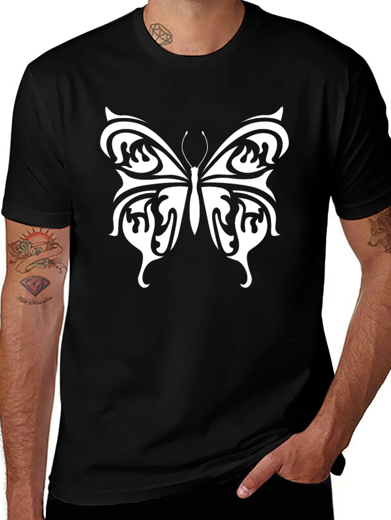 Variant 7 of Butterfly Graphic Tee - Black Cotton T-Shirt