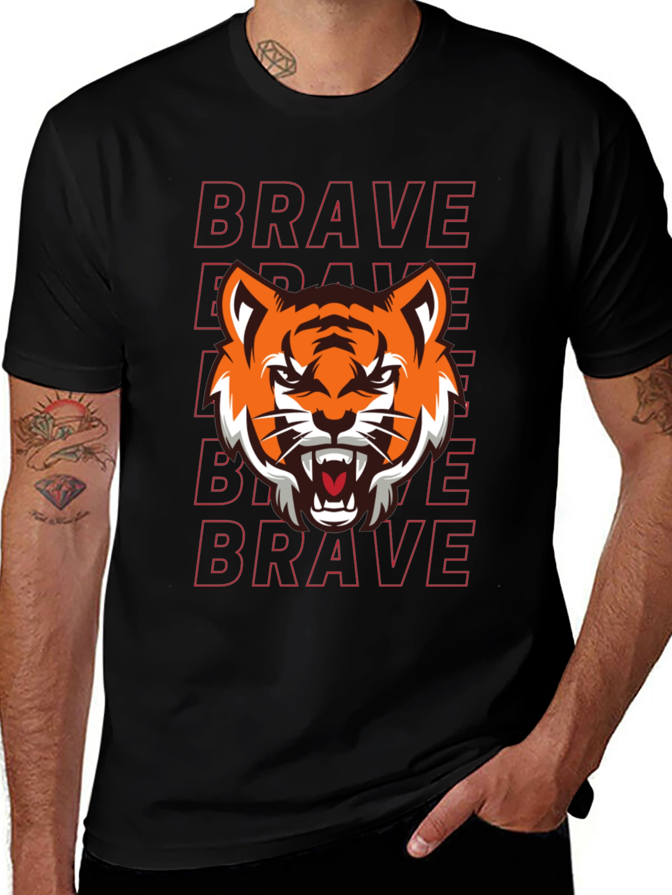 Variant 3 of Brave Tiger Graphic Tee - Black