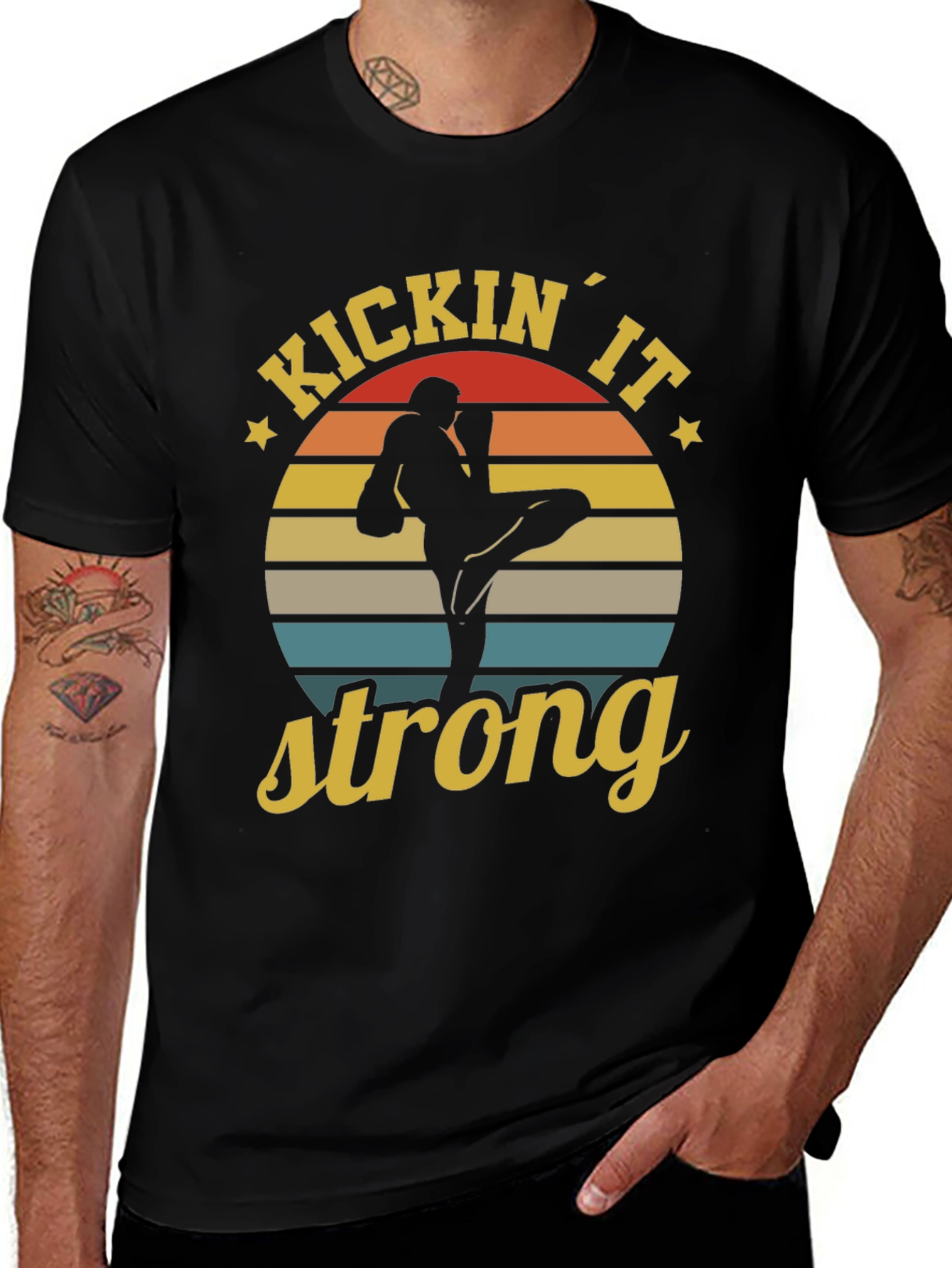 Variant 20 of Kickin' It Strong T-Shirt - Martial Arts Retro Tee