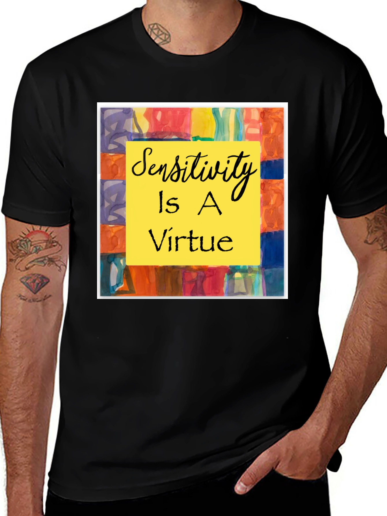 Variant 25 of Sensitivity Is A Virtue Tee - Black Cotton Casual Shirt