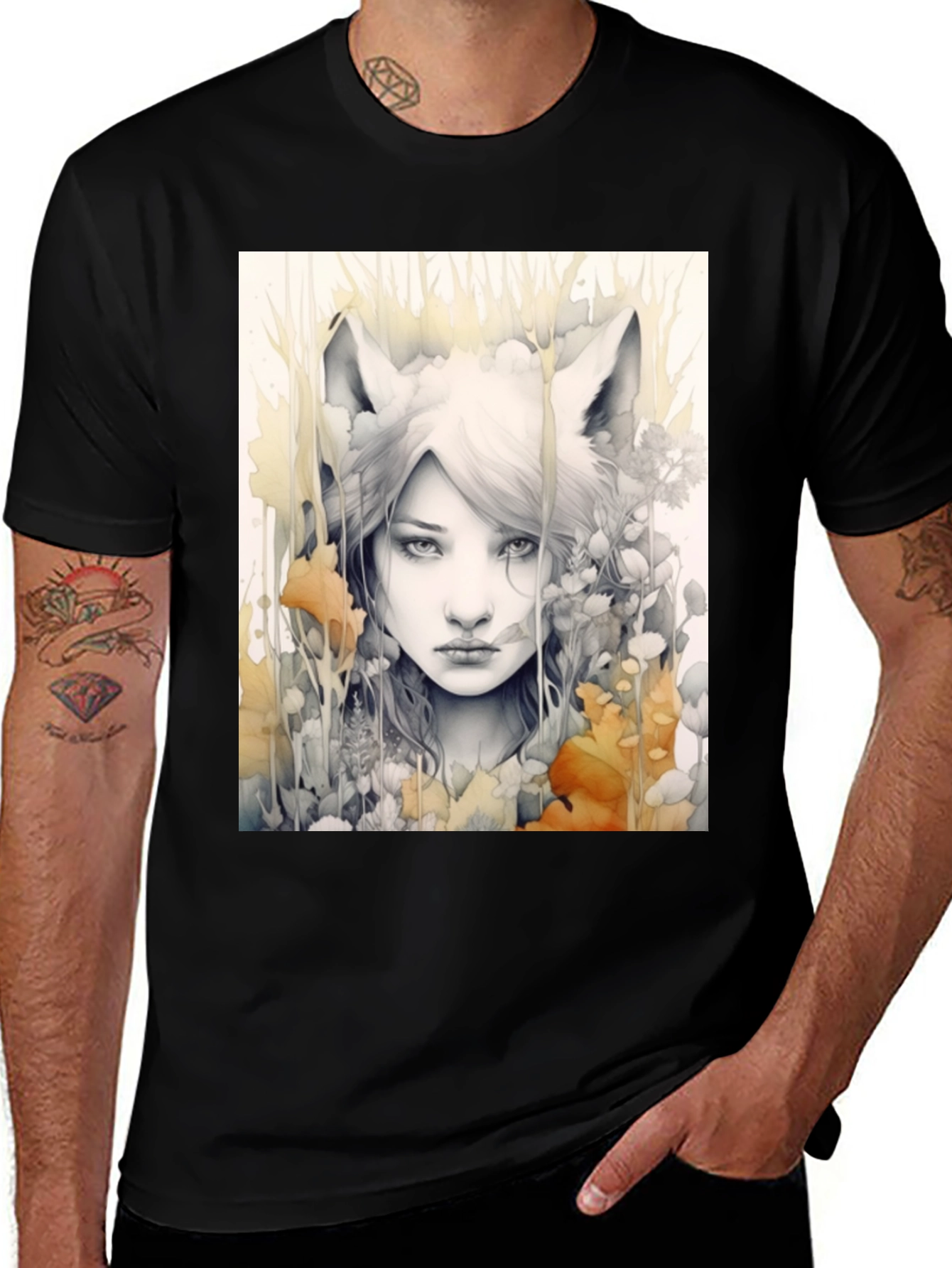 Variant 23 of Mystic Fox Girl Graphic Tee - Unique Design