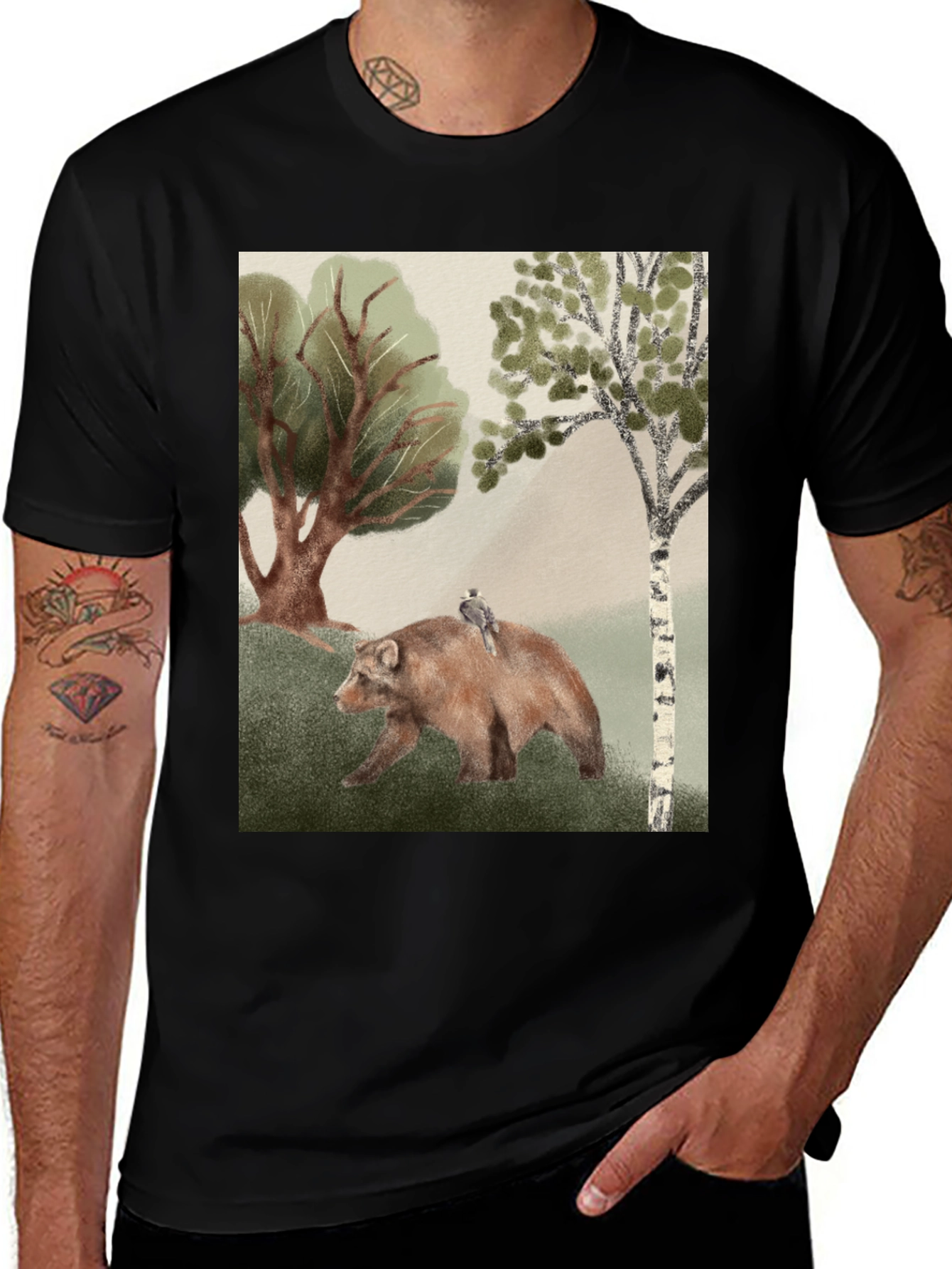 Variant 2 of Nature Graphic Tee - Bear & Bird