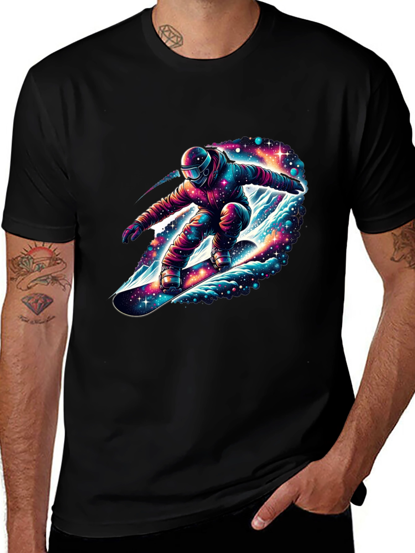 Variant 13 of Cosmic Snowboarder Black T-Shirt