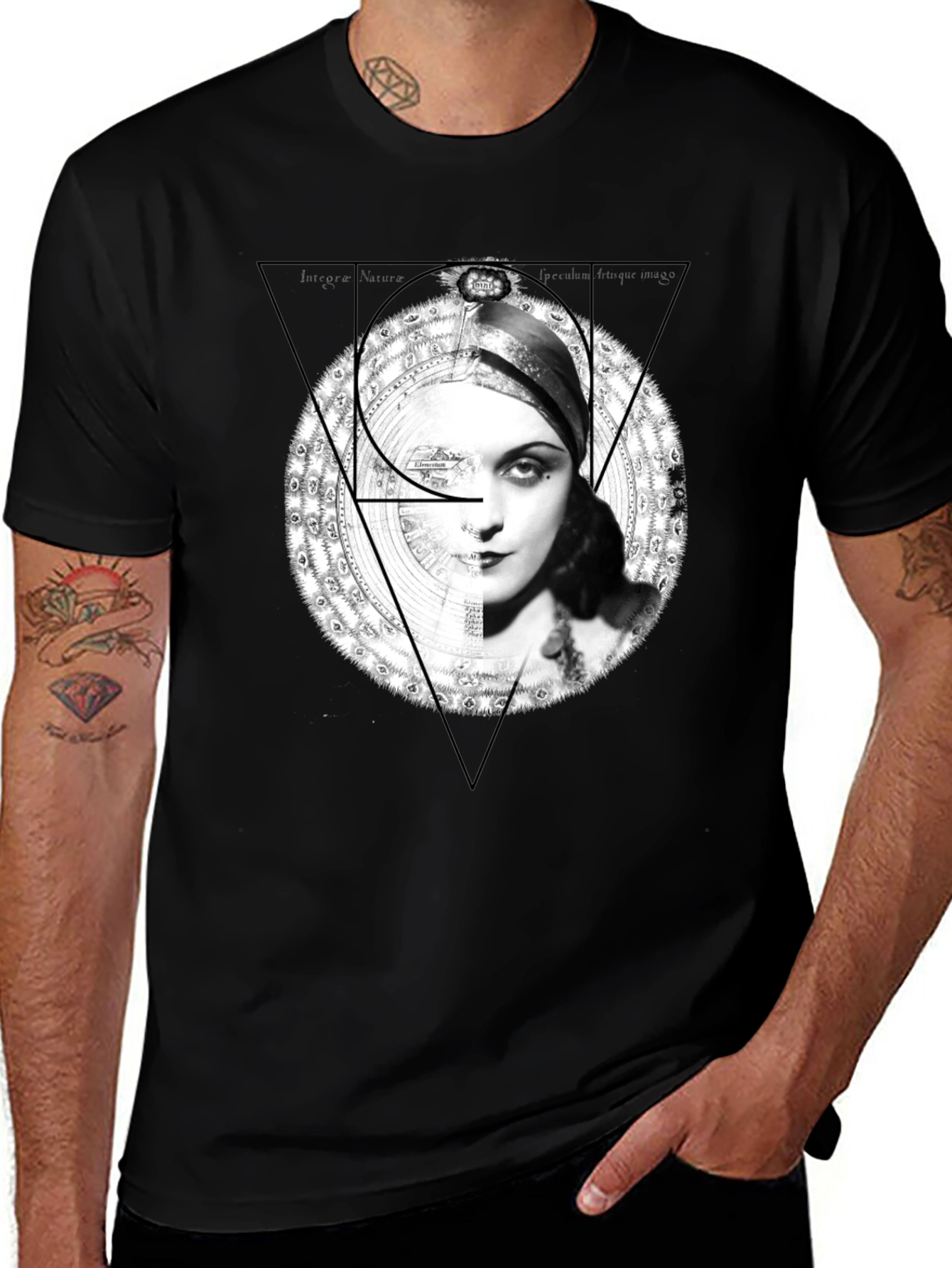 Variant 10 of Vintage Portrait Graphic Tee - Black Cotton T-Shirt