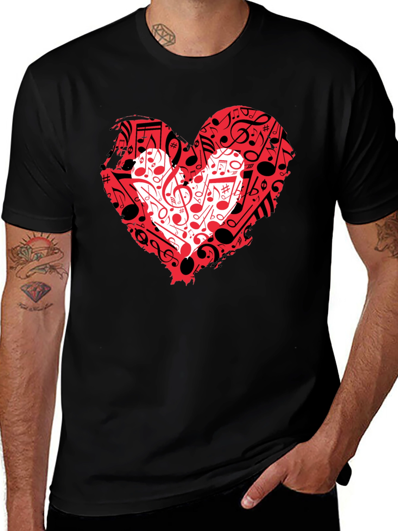 Musical Heartbeat Graphic Tee - Black
