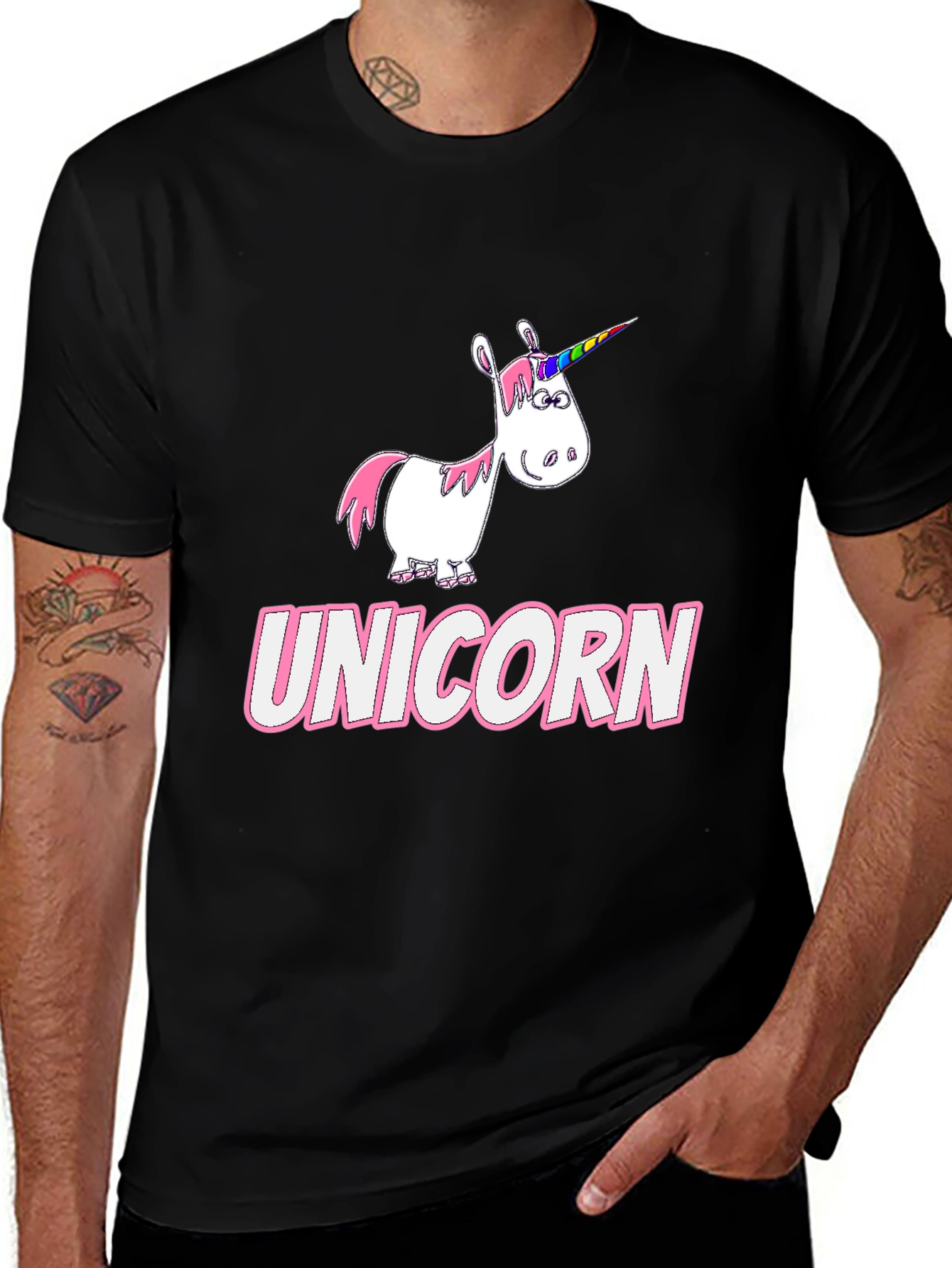 Variant 9 of Unicorn Graphic Tee - Black Cotton Casual Shirt