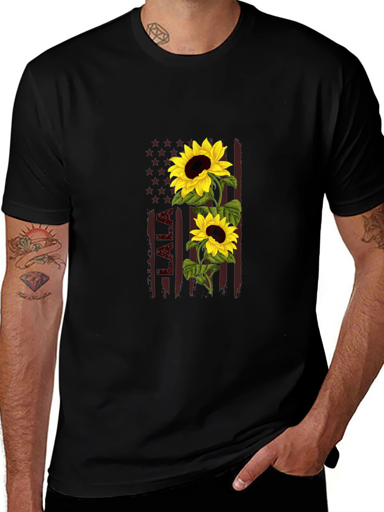 Variant 4 of Sunflower American Flag Graphic Tee