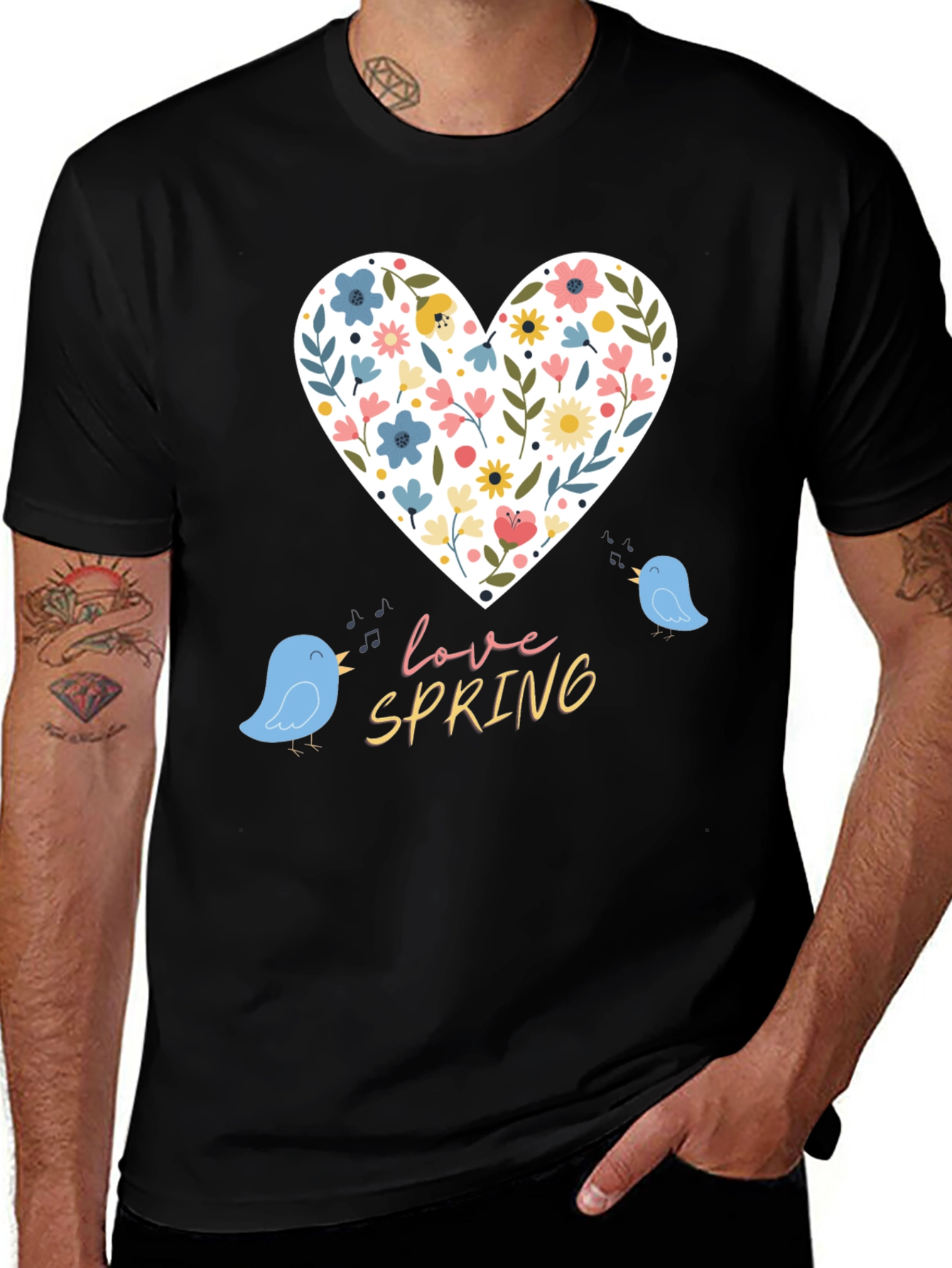 Variant 15 of Love Spring T-Shirt - Floral Heart & Birds