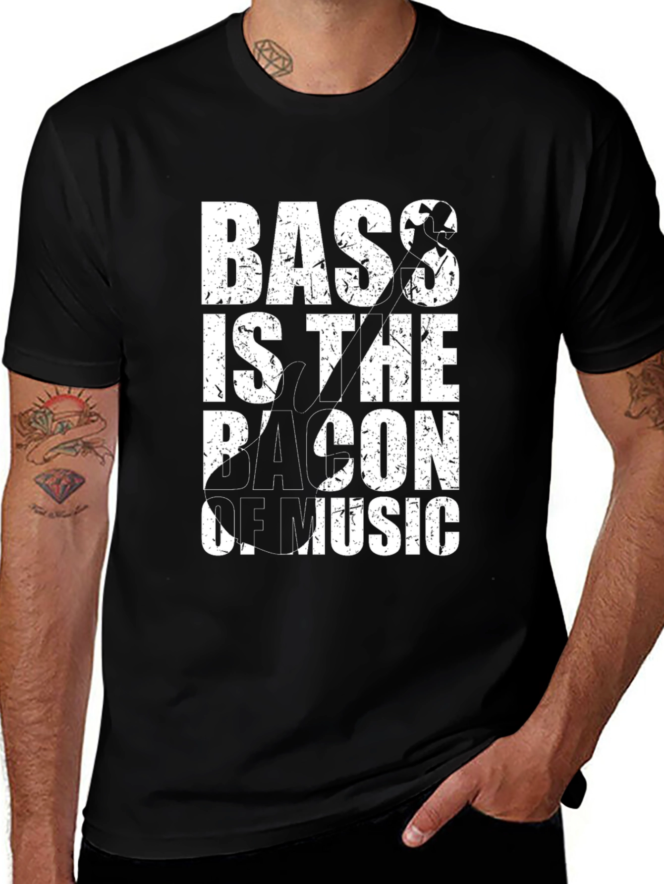 Variant 5 of Bass is the Bacon of Music Black T-Shirt
