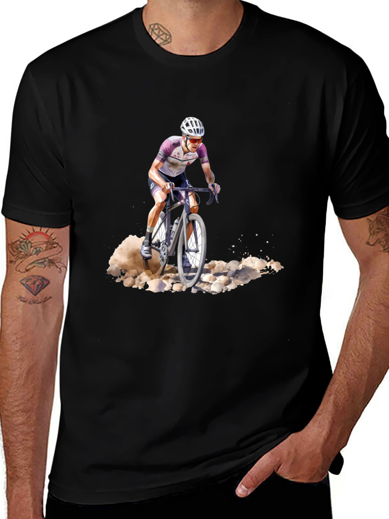 Variant 29 of Cyclist Graphic Tee - Black Cotton Blend