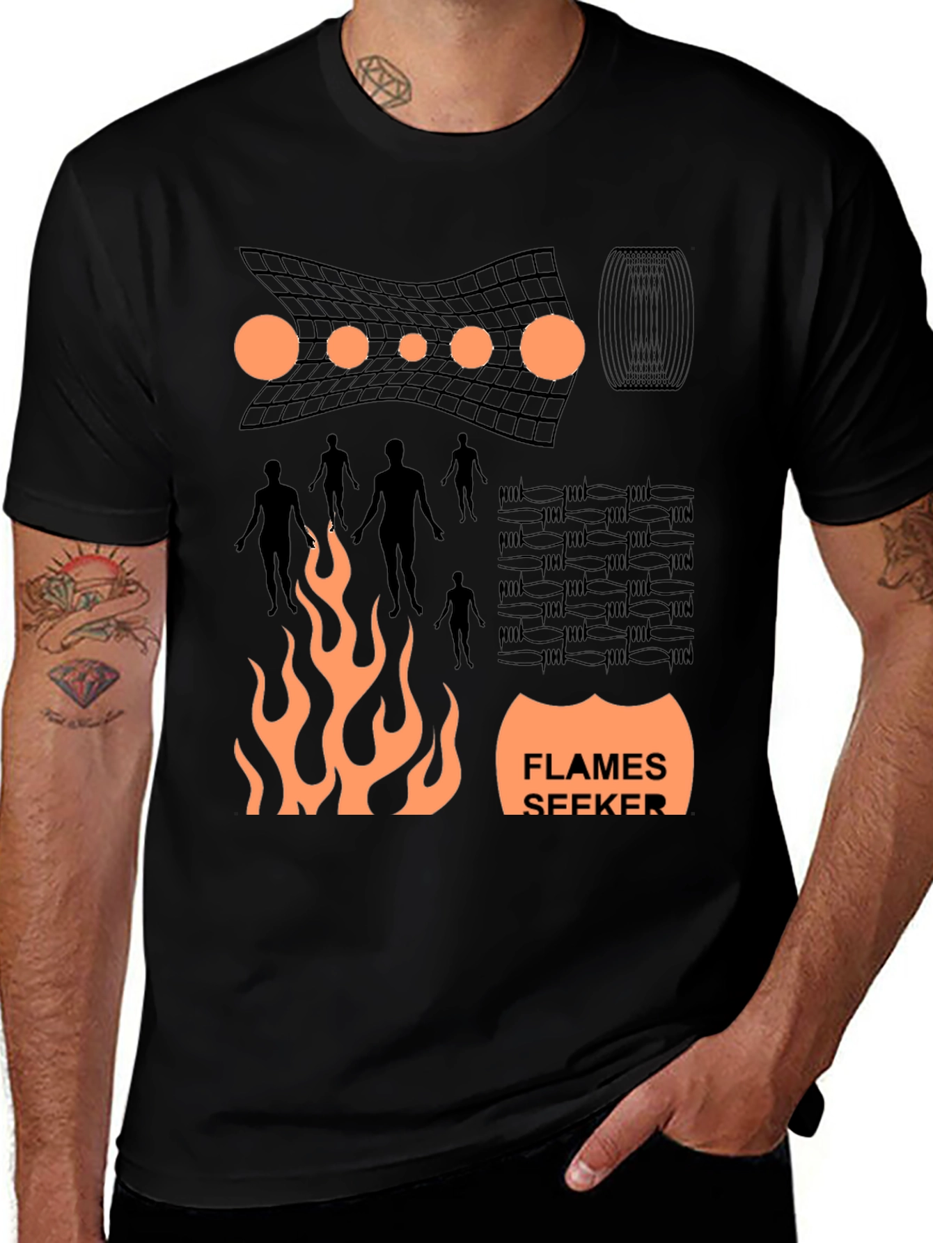 Variant 2 of Flames Seeker Graphic Print Black T-Shirt