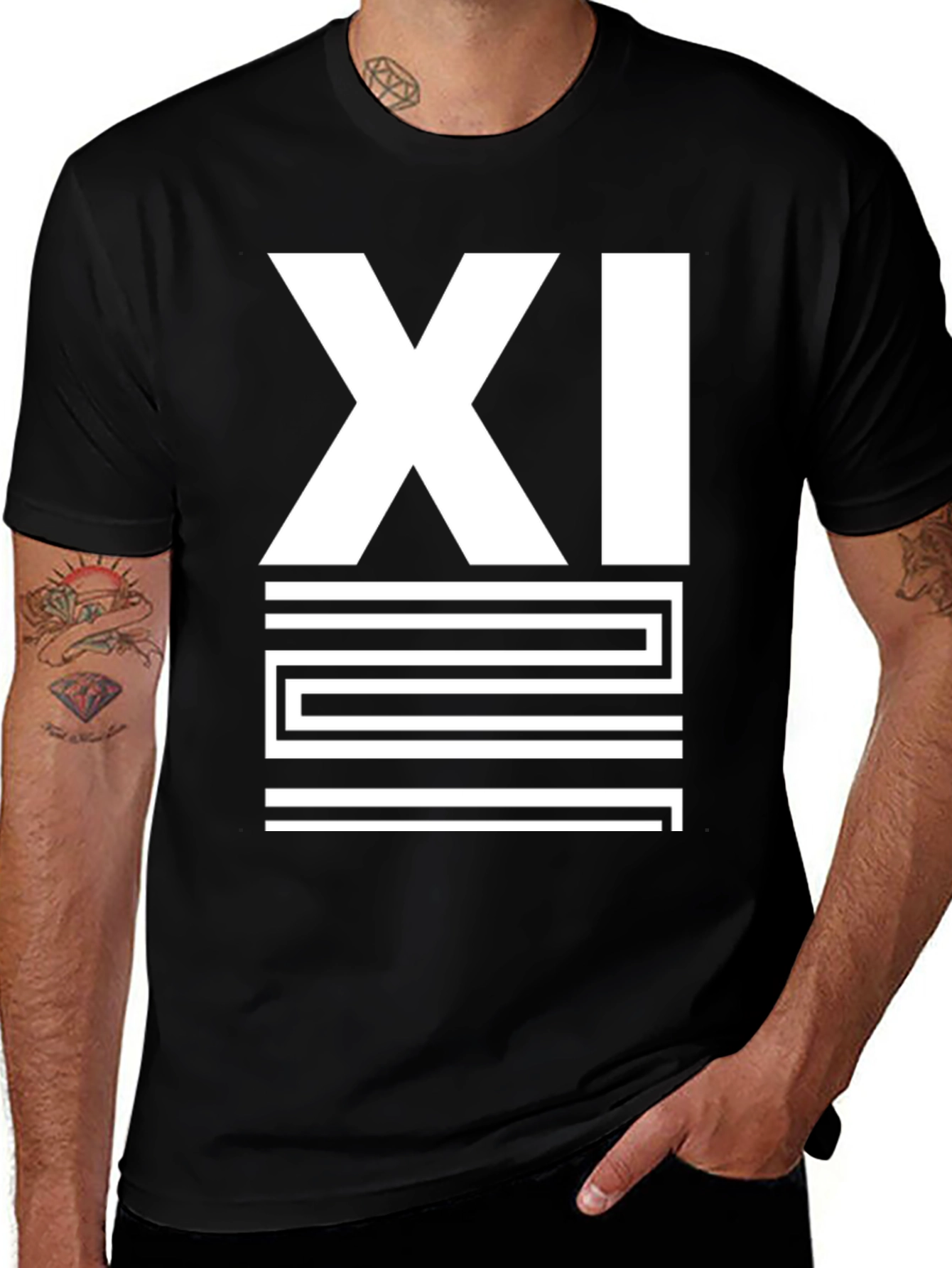 Variant 30 of Men's Black XI Graphic Print T-Shirt