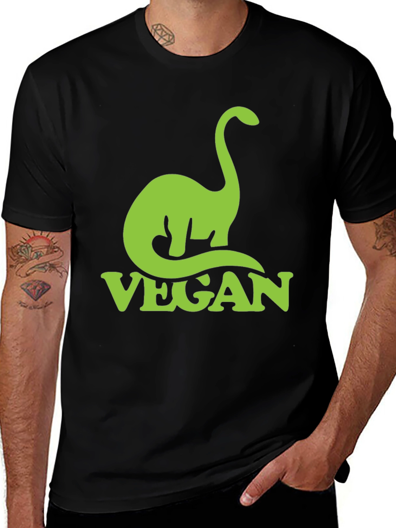 Variant 16 of Vegan Dinosaur T-Shirt - Green Graphic Tee
