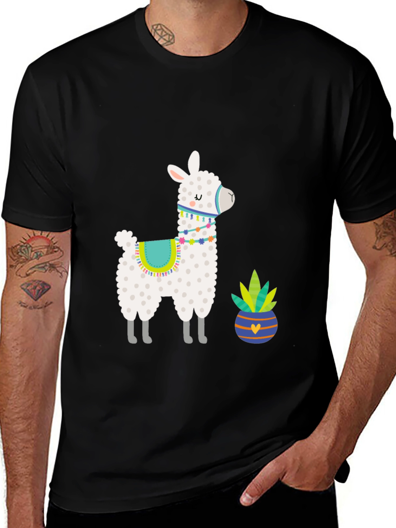 Variant 19 of Llama & Cactus Graphic Tee - Stylish Comfort