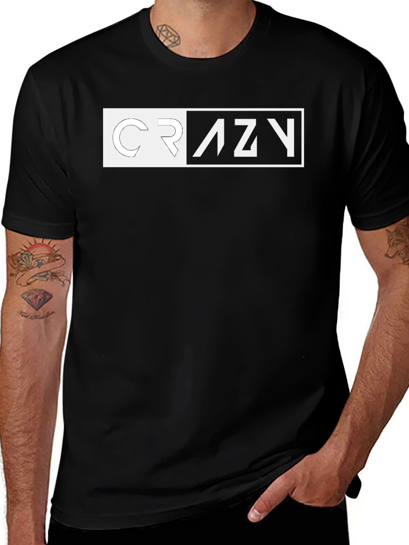 Variant 19 of Crazy Graphic Tee - Black Short Sleeve Crew Neck Shirt