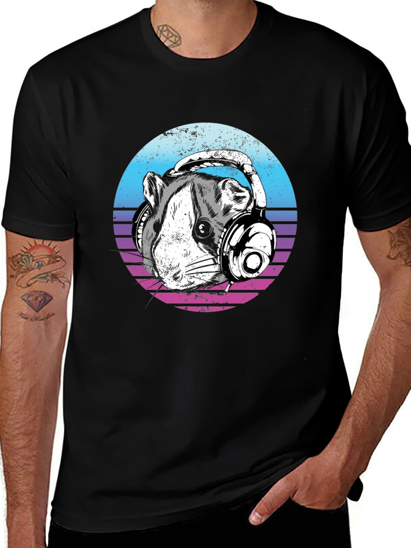 Variant 6 of Cool Rat with Headphones Graphic T-Shirt