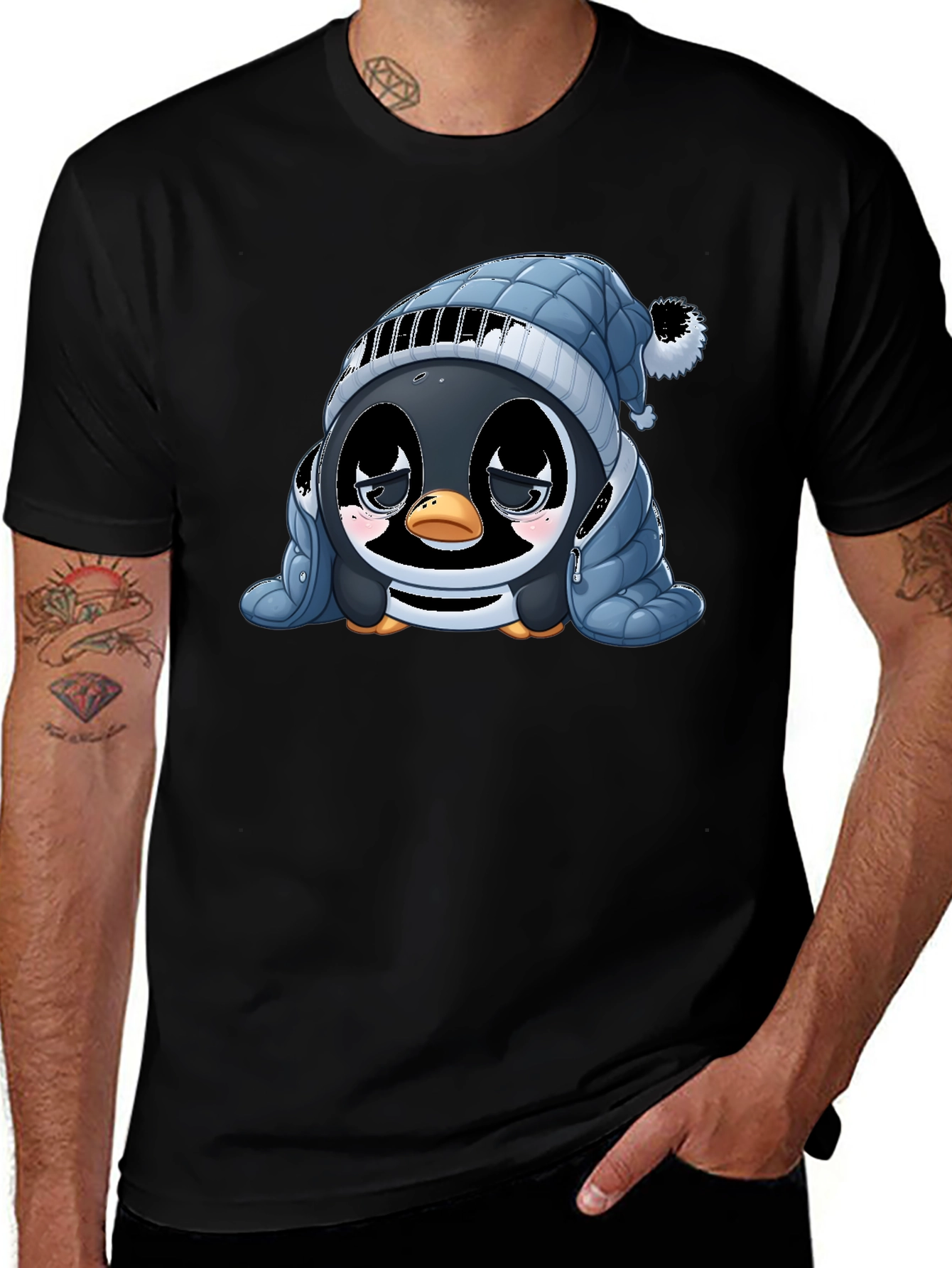 Variant 5 of Sad Penguin in Puffer Jacket T-Shirt