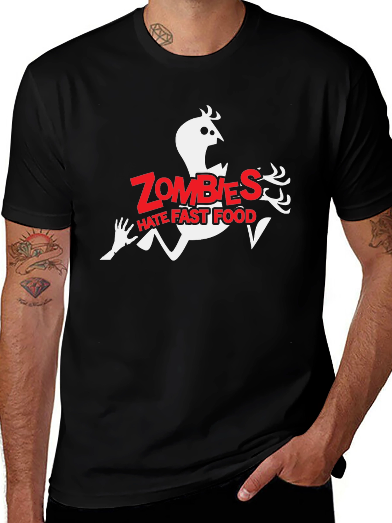 Variant 11 of Zombies Hate Fast Food T-Shirt - Funny Novelty Graphic Tee